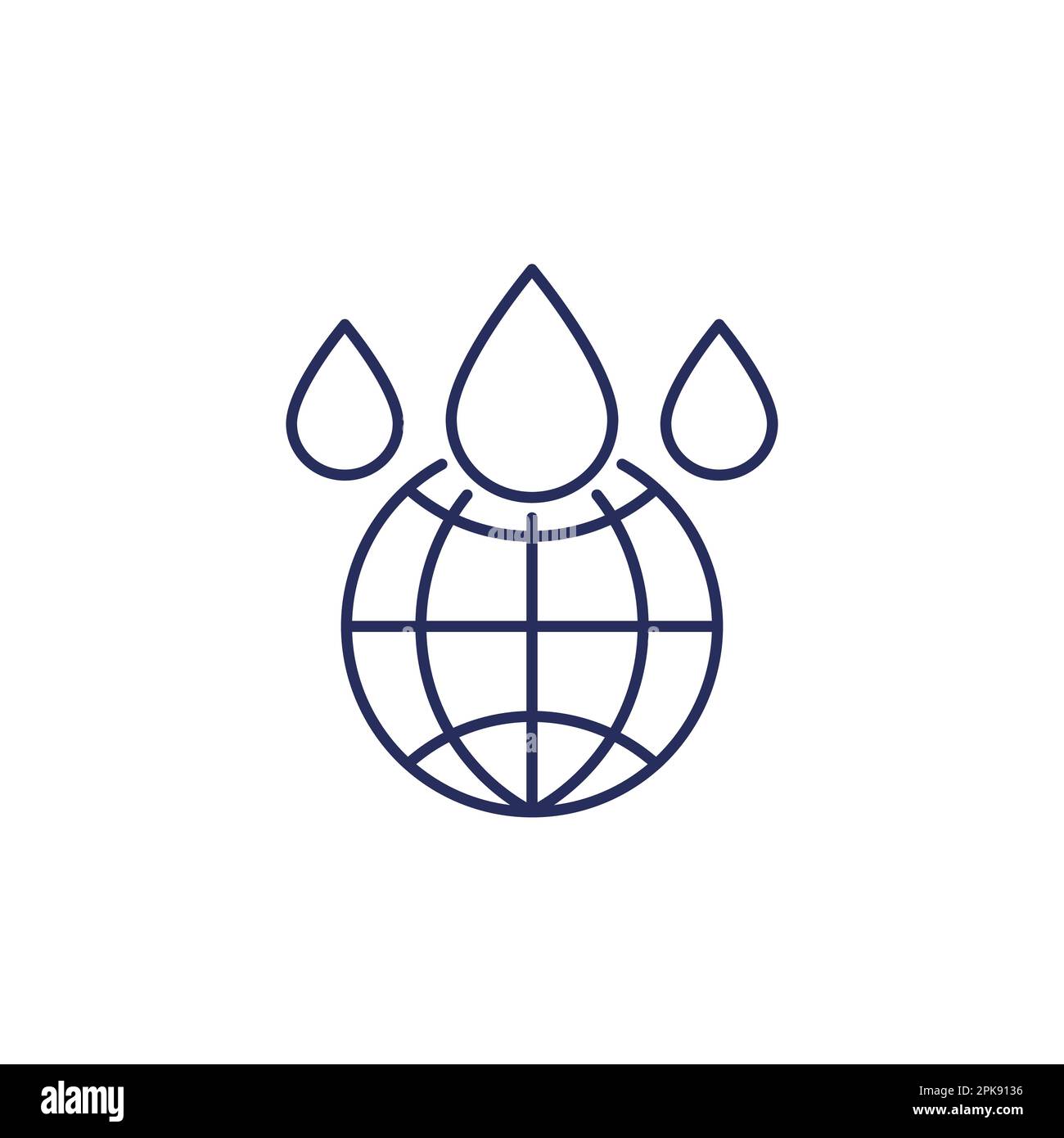 Wassertropfen mit einem Symbol für eine Globuslinie Stock Vektor