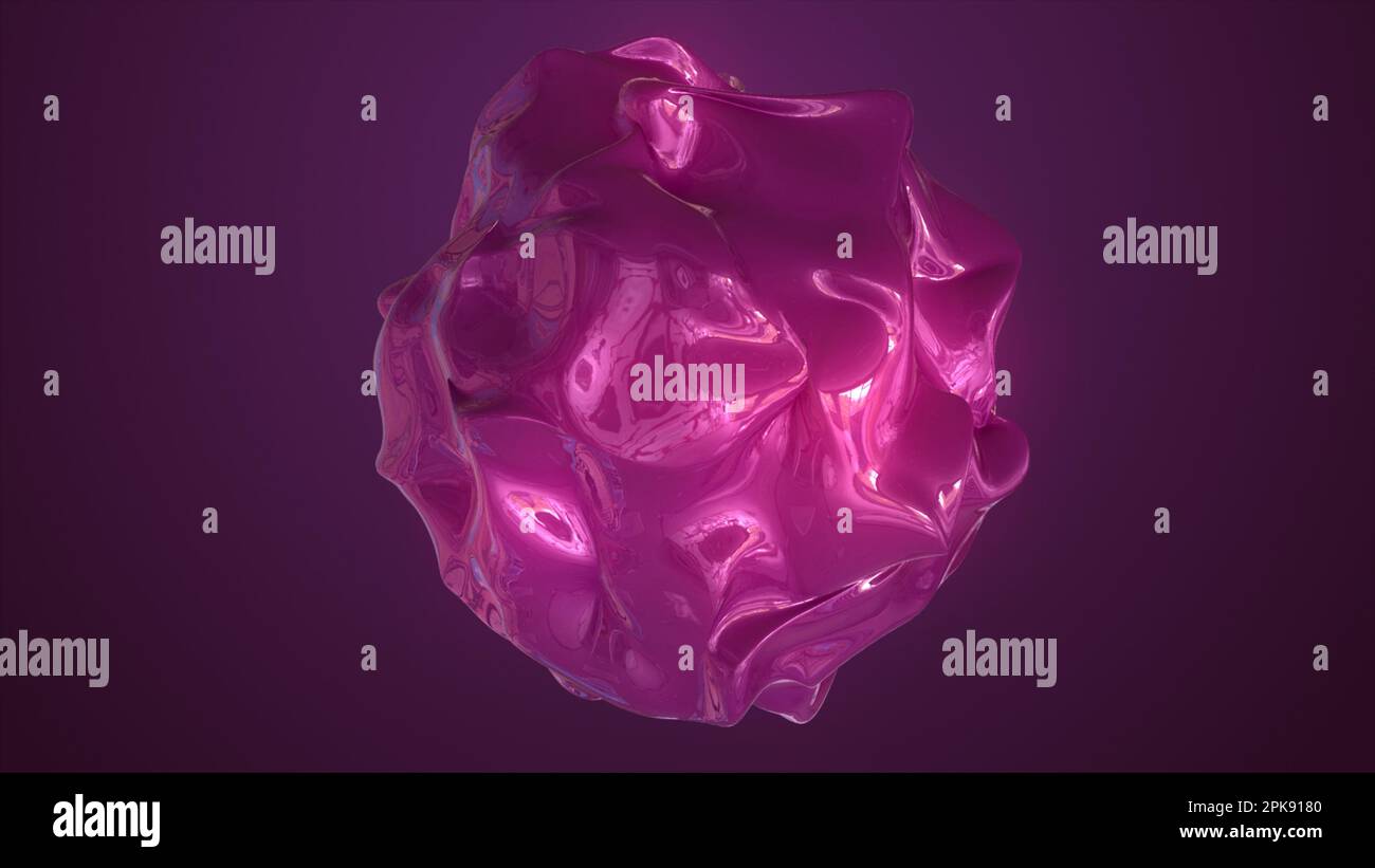 Leuchtender Globus, blühende dunkelrote Rose, wunderschöne 3D-Animation. Glänzender runder Rahmen mit hellen Kreisen und Lichteffekt. Stockfoto