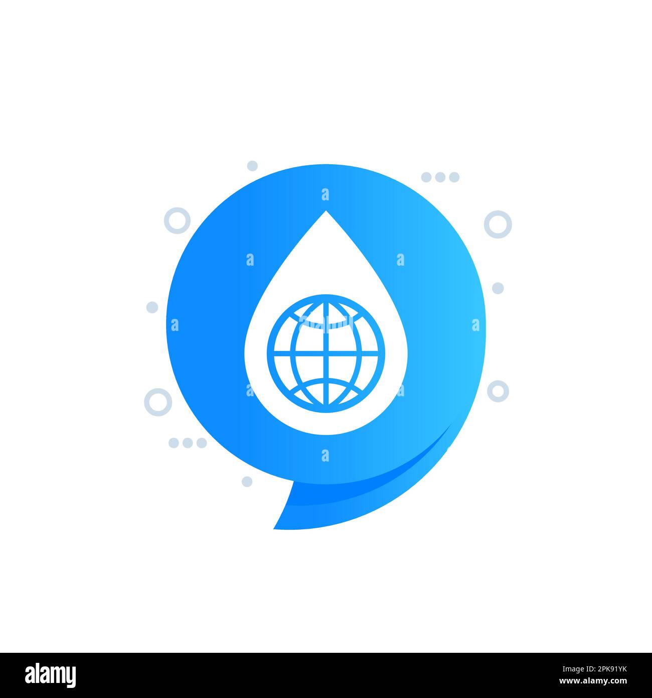 Wassertropfensymbol mit einem Globus, Vektor Stock Vektor