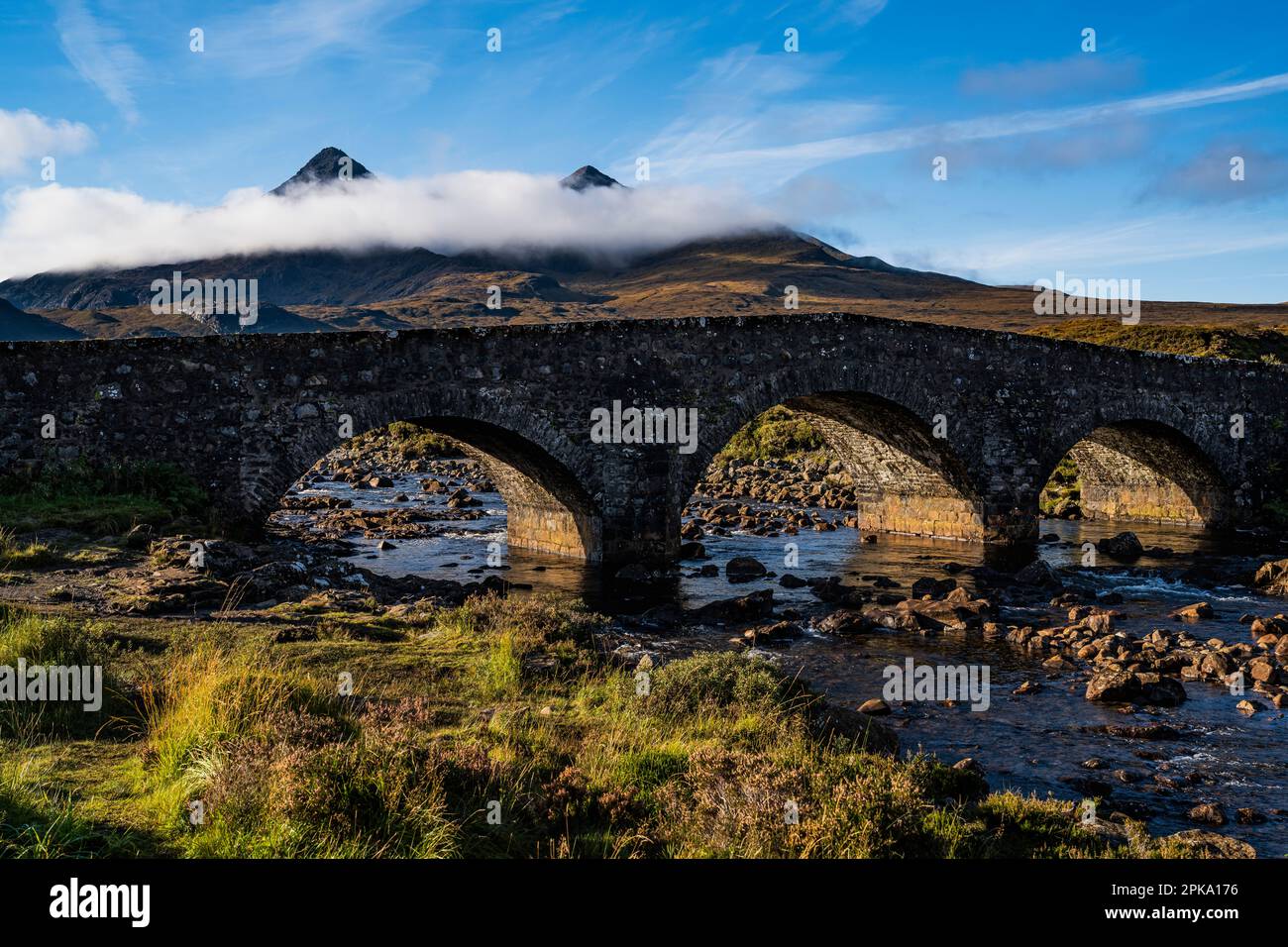 Sligachan Old Bridge, Isle of Skye, Schottland, Großbritannien, Europa Stockfoto