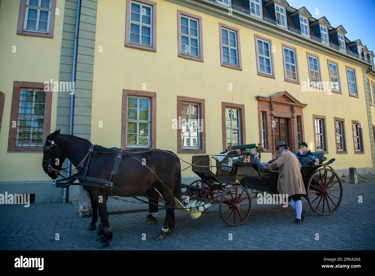 07.05.2018, Deutschland, Thüringen, Weimar - Goethes Nationalmuseum, Goethes Residenz und Dauerausstellung LEBENSFLUTEN - TATENSTURM in der Altstadt Stockfoto