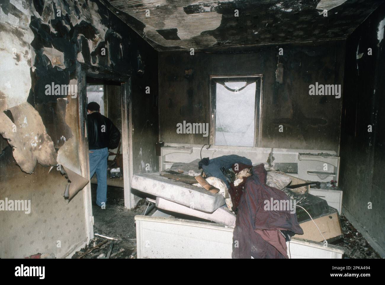 29.03.2023, Deutschland, Nordrhein-Westfalen, Solingen - zwei Tage nach dem rassistischen Brandanschlag auf das Haus der türkischen Genc-Familie am 29. Mai 1993, Stockfoto