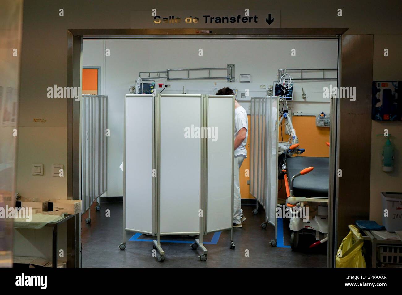 Orientierungsraum für Notfälle in einem Universitätsklinikum. Stockfoto