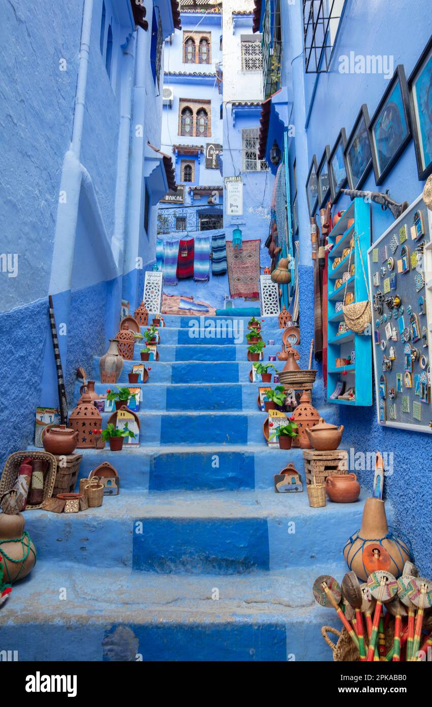 Marokko, Chefchaouen, die Blaue Stadt, Medina, Altstadt Stockfoto
