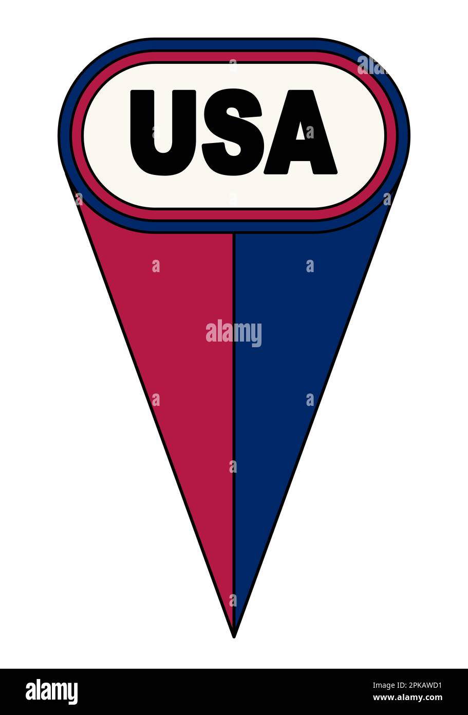 USA rot weiß und blau oval Kartenzeiger Symbol Position Markierung Stockfoto