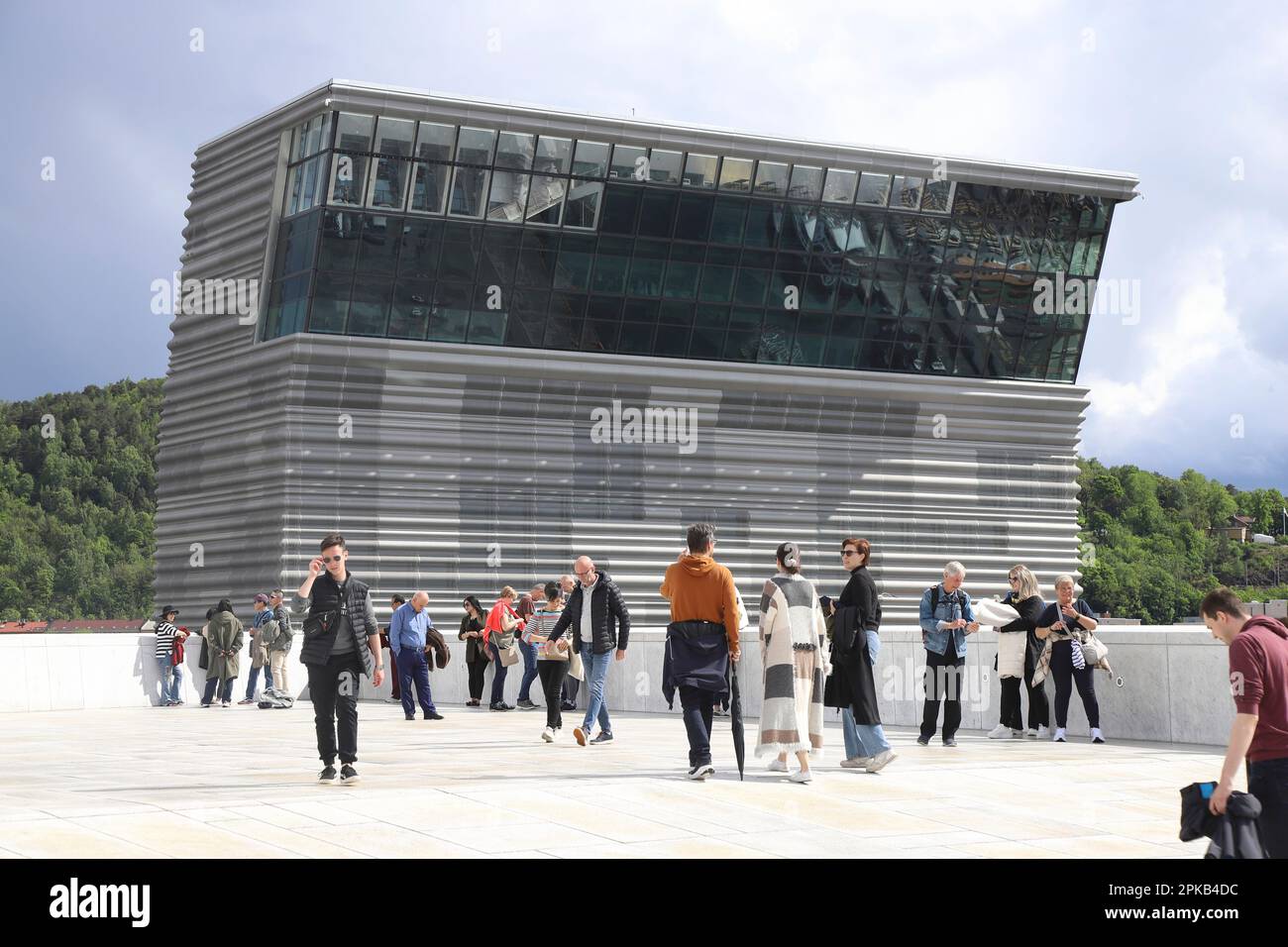 Oslo, Norwegen, New Munch Museum, Oper, Dach, Menschen, Person, Freizeit, Kunst, Ausstellung Stockfoto