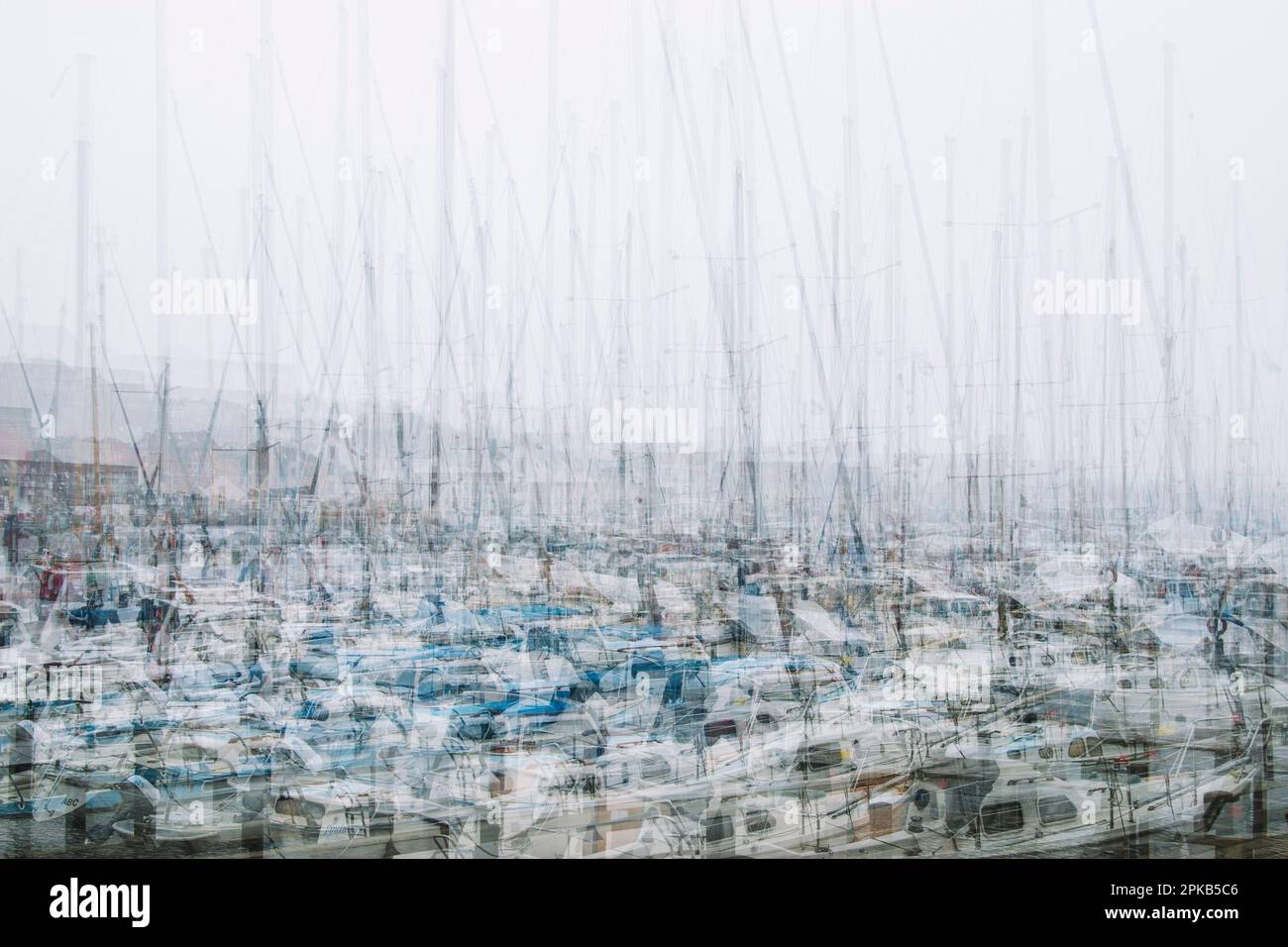 Flensburg Marina Mehrfachbelichtung Stockfoto