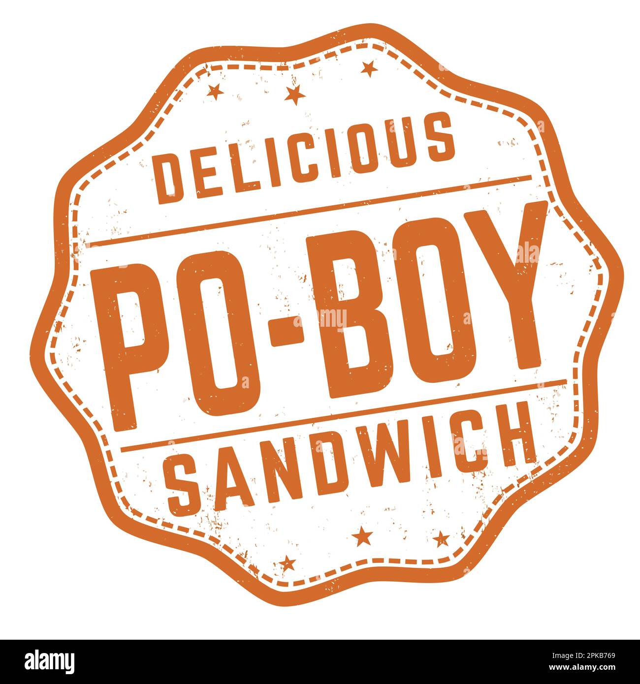 Po Boy Sandwich Grunge Gummistempel auf weißem Hintergrund, Vektordarstellung Stock Vektor