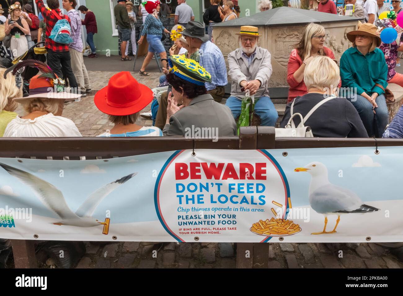 England, Dorset, Bridport, Seagull Awareness Schild Stockfoto