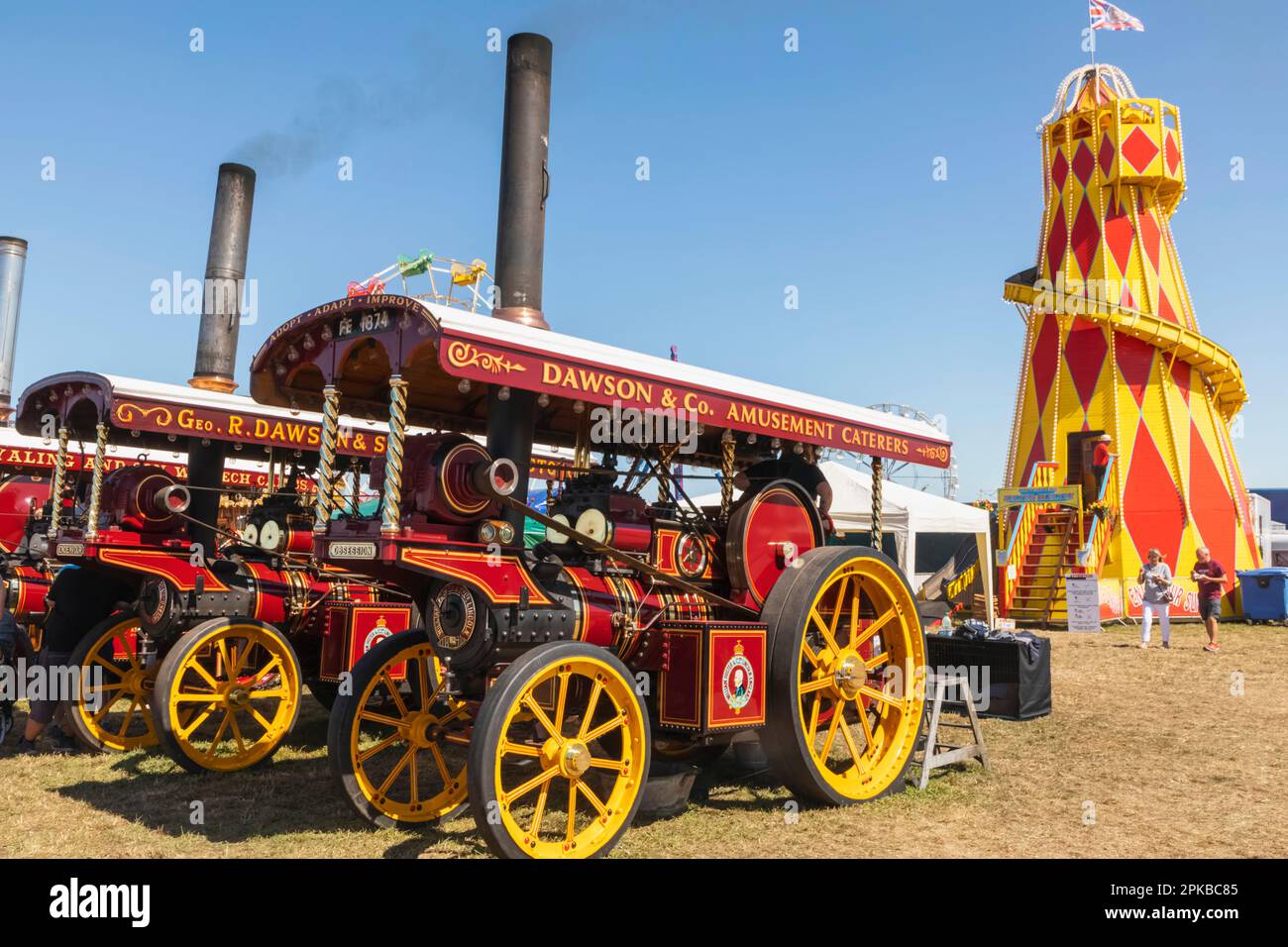 England, Dorset, die jährliche Great Dorset Steam Fair in Tarrant Hinton bei Blandford Forum, bunte Dampflokomotiven Stockfoto