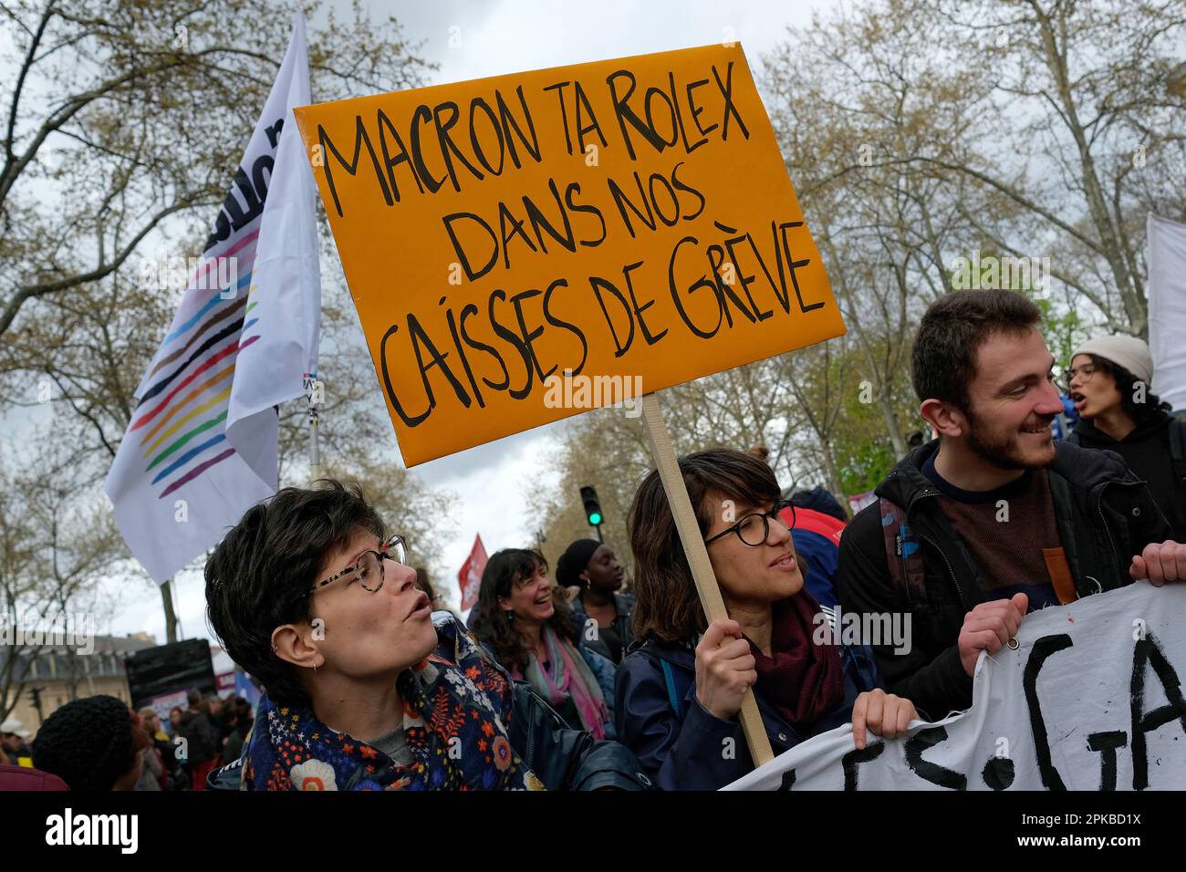 11ème journée de mobilisation contre la réforme des retraites, les syndicats toujours unis malgré l'arrivée à la tête de la CGT de Sophie Binet Stockfoto