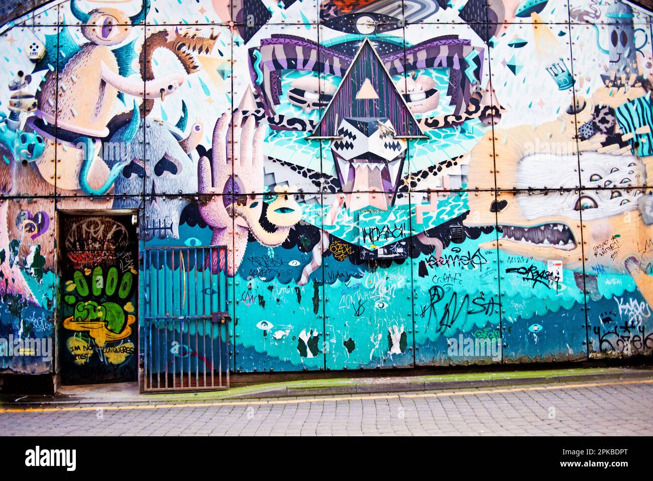 Grafitti Railway Arch under Oxford Road Railway Station, Manchester, Lancashire, England Stockfoto