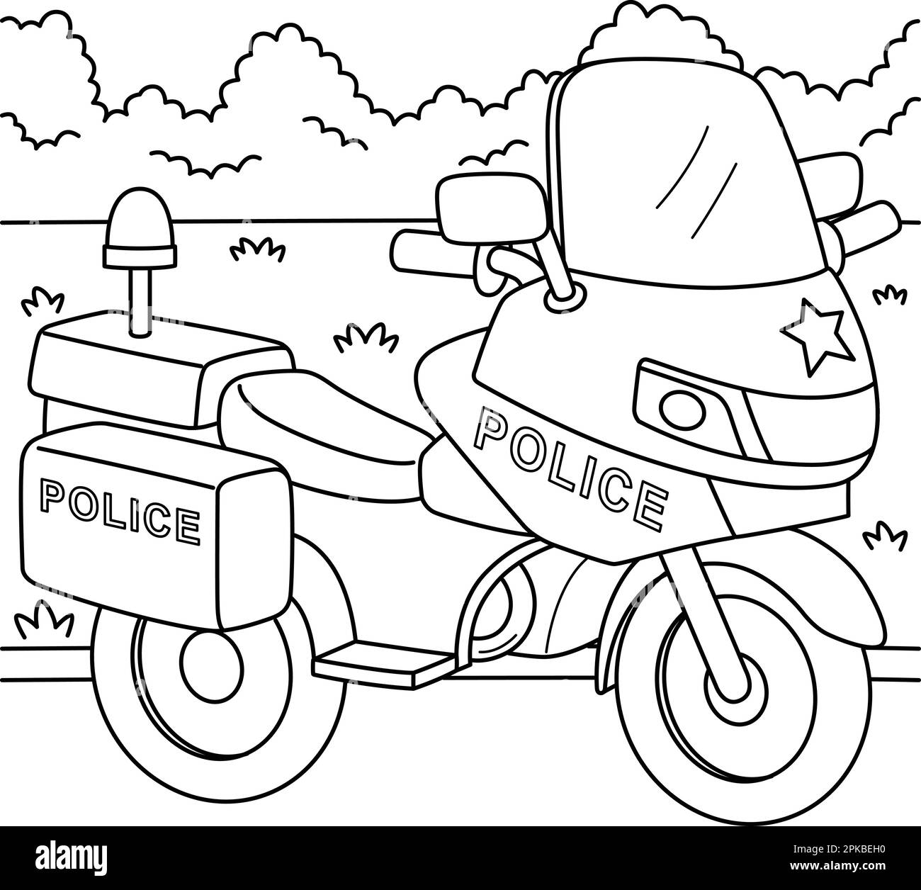 Polizei Motorrad Malseite für Kinder Stock Vektor