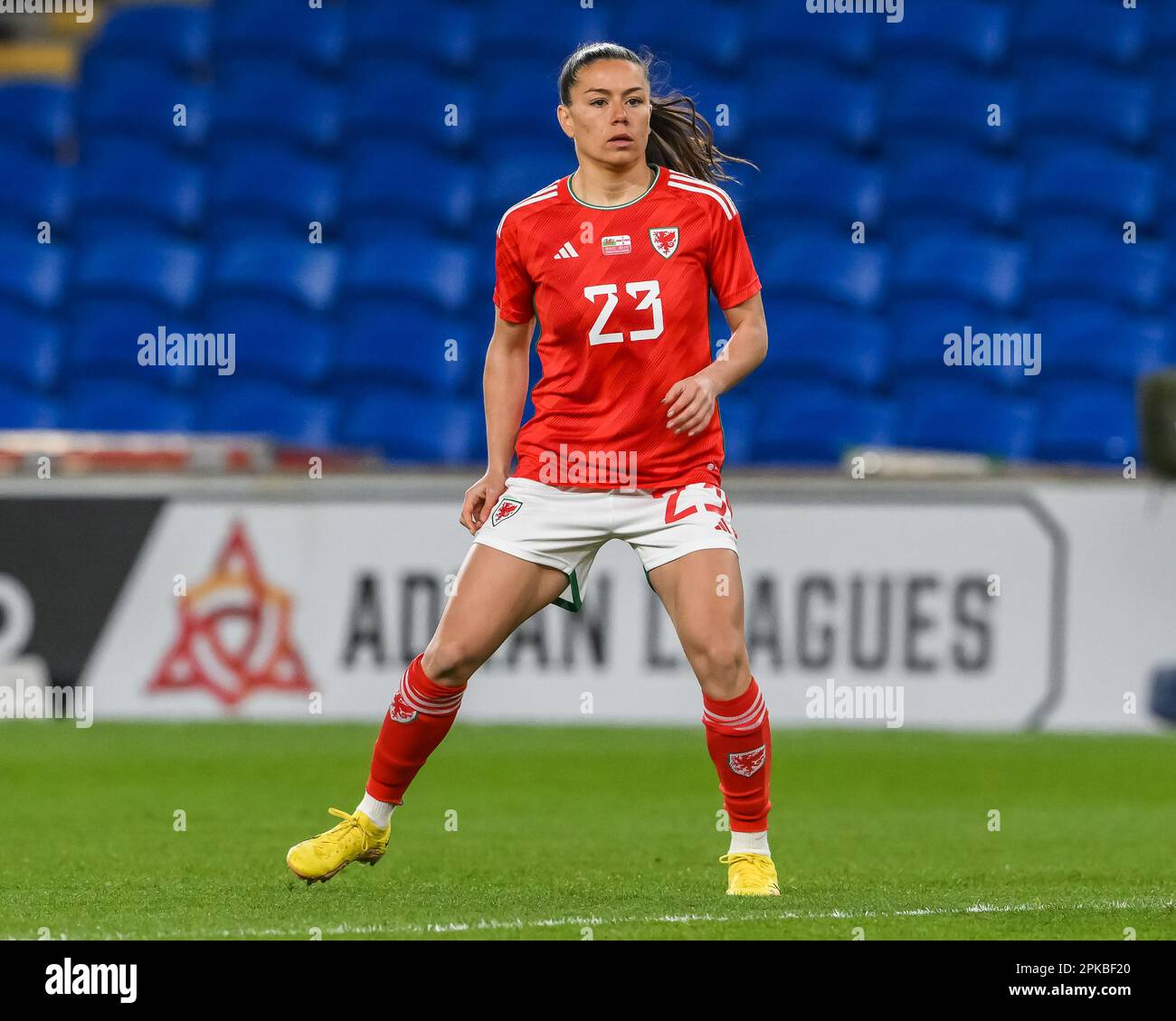 Ffion Morgan of Wales während des Women's International Friendly Match Wales Women vs Northern Ireland Women im Cardiff City Stadium, Cardiff, Großbritannien, 6. April 2023 (Foto: Craig Thomas/News Images) Stockfoto