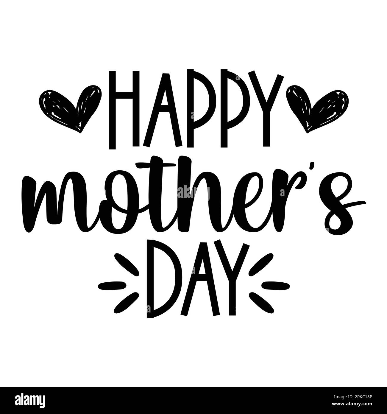 „Happy Mother's Day“-Typografie-Shirt-Design für Mutter-Liebhaber mama Mama Handgefertigte Kalligraphie Vektorzeichnung Silhouette Stock Vektor