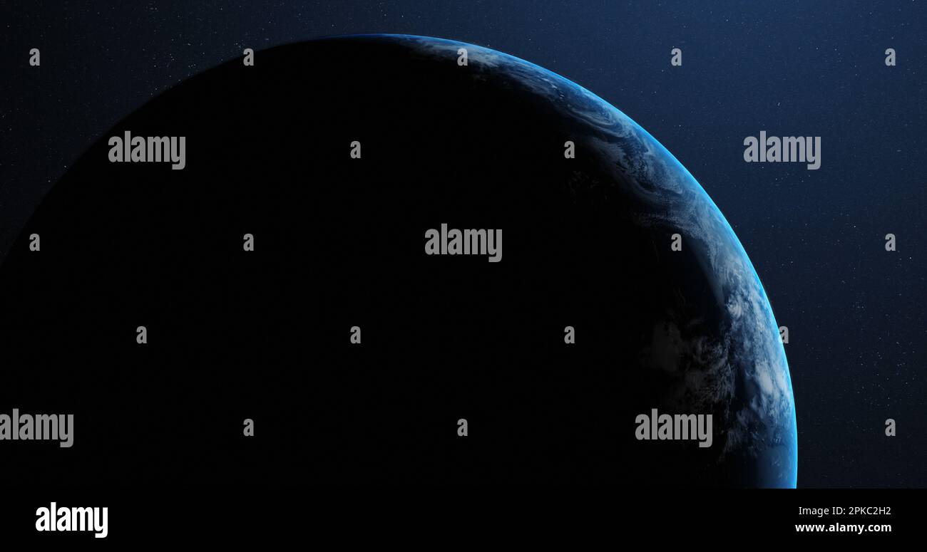 Teil des Planeten Erde in Dunkelheit bei Nacht, vom Weltraum aus gesehen, mit Kopierraum Stockfoto