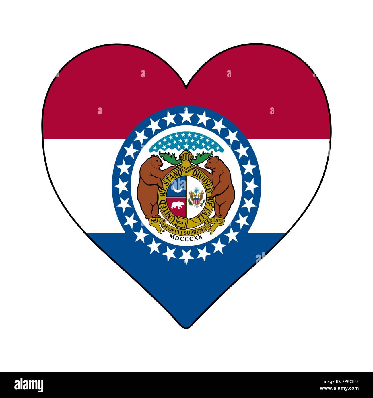 Missouri - Herzform-Flagge. Ich Liebe Missouri. Reiseziel Missouri. Nordamerika. Amerika. Grafische Konstruktion Von Vektordarstellungen. Stock Vektor