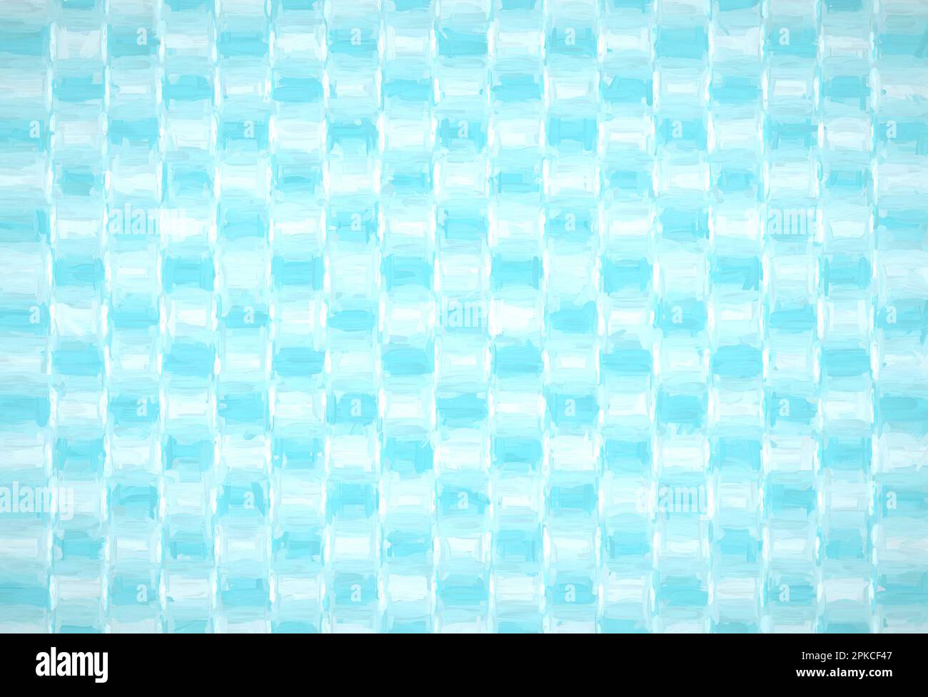 Blaue Farbtöne in Quadraten. Abstrakter Hintergrund. Alte Zeitung Stockfoto