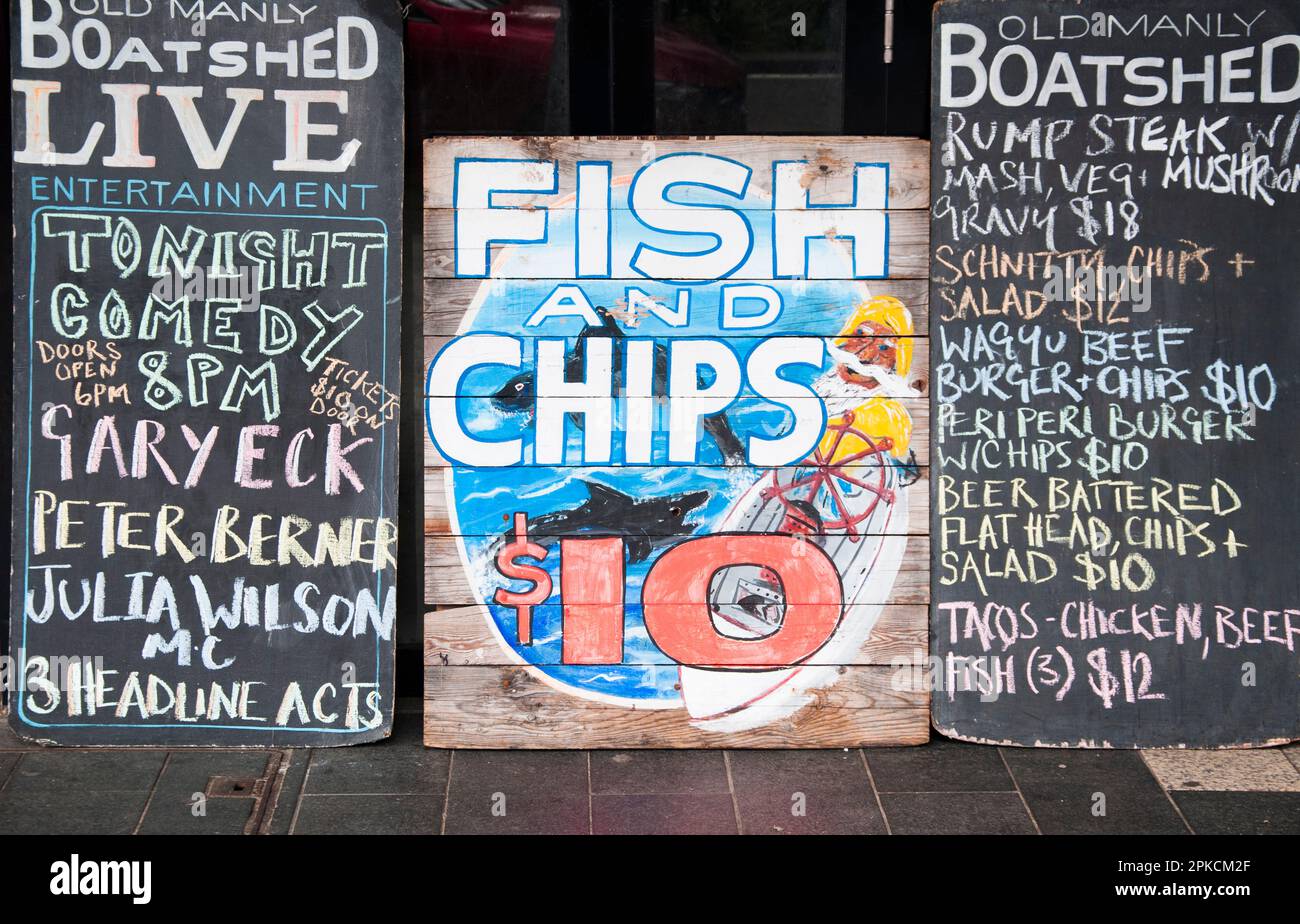 Café-Schild in Manly, Sydney, New South Wales, Australien Stockfoto