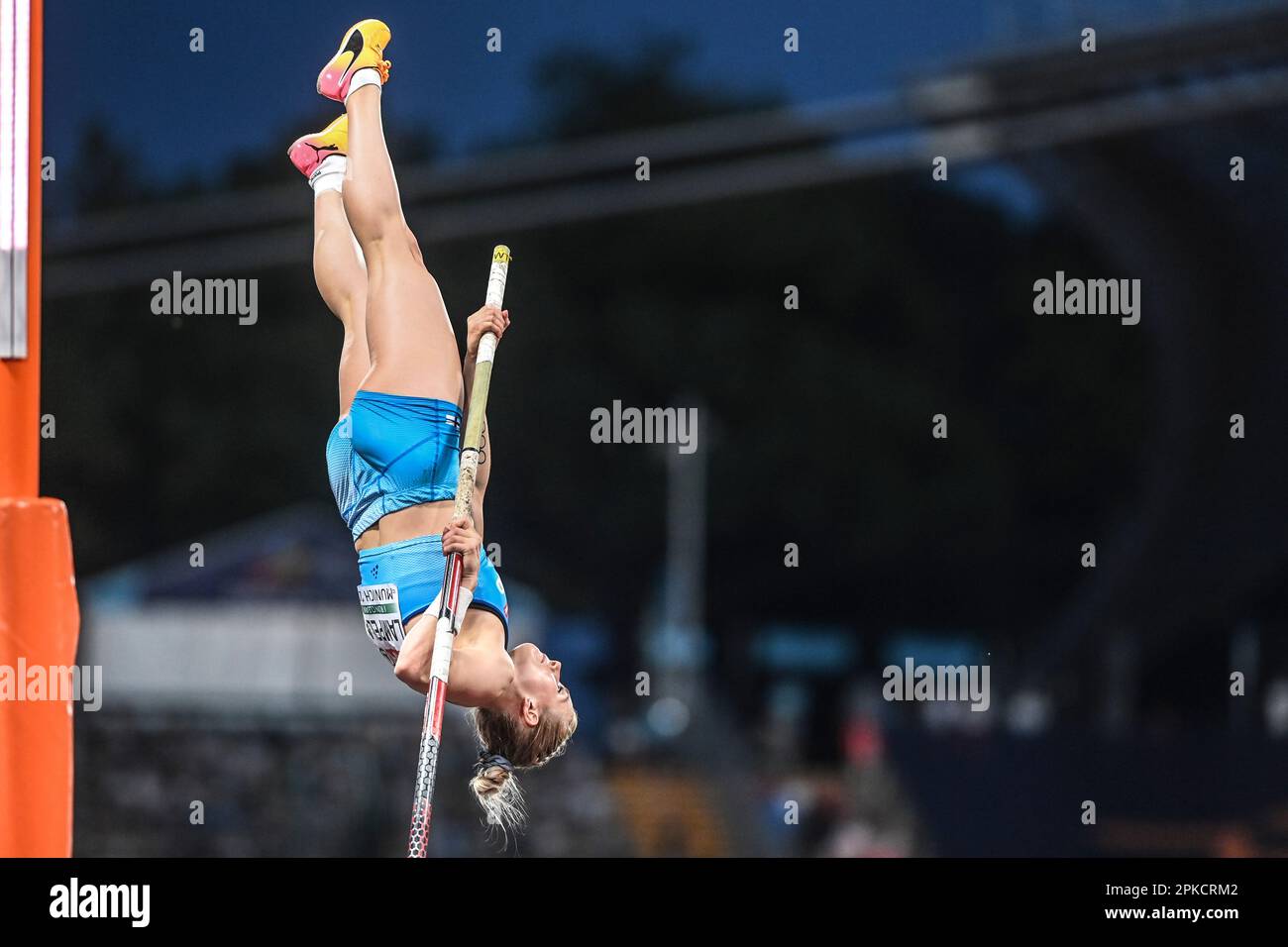 Elina Lampela (Finnland). Mastgewölbe-Frauen. Europameisterschaft München 2022. Stockfoto