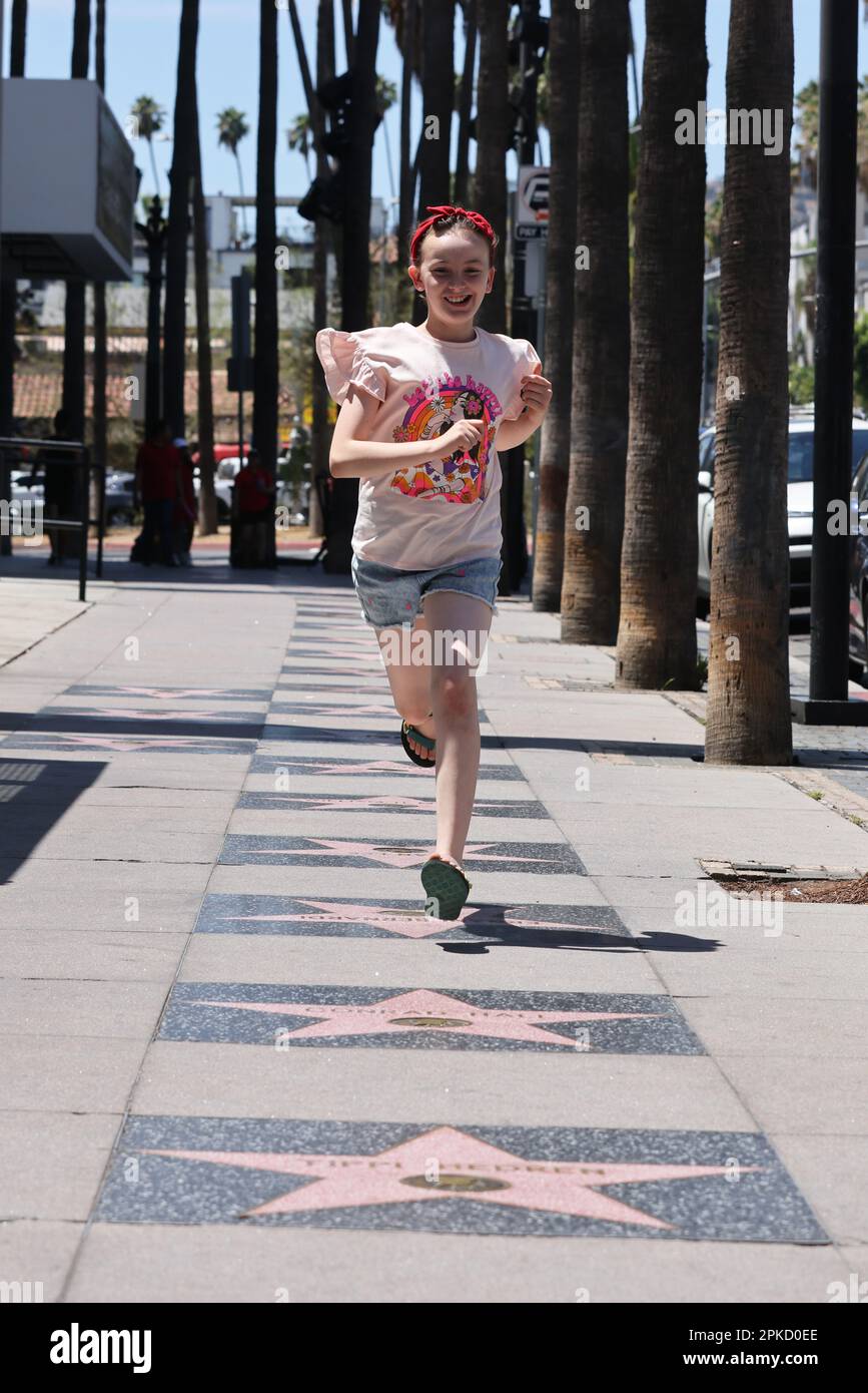 Allgemeiner Blick auf den Hollywood Stars Walk of Fame, Hollywood Boulevard, Los Angeles, Kalifornien, USA. Stockfoto
