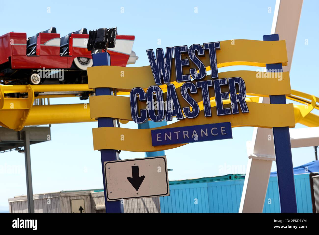 Allgemeiner Blick auf Santa Monica Beach und Santa Monica Pier in Kalifornien, USA. Stockfoto