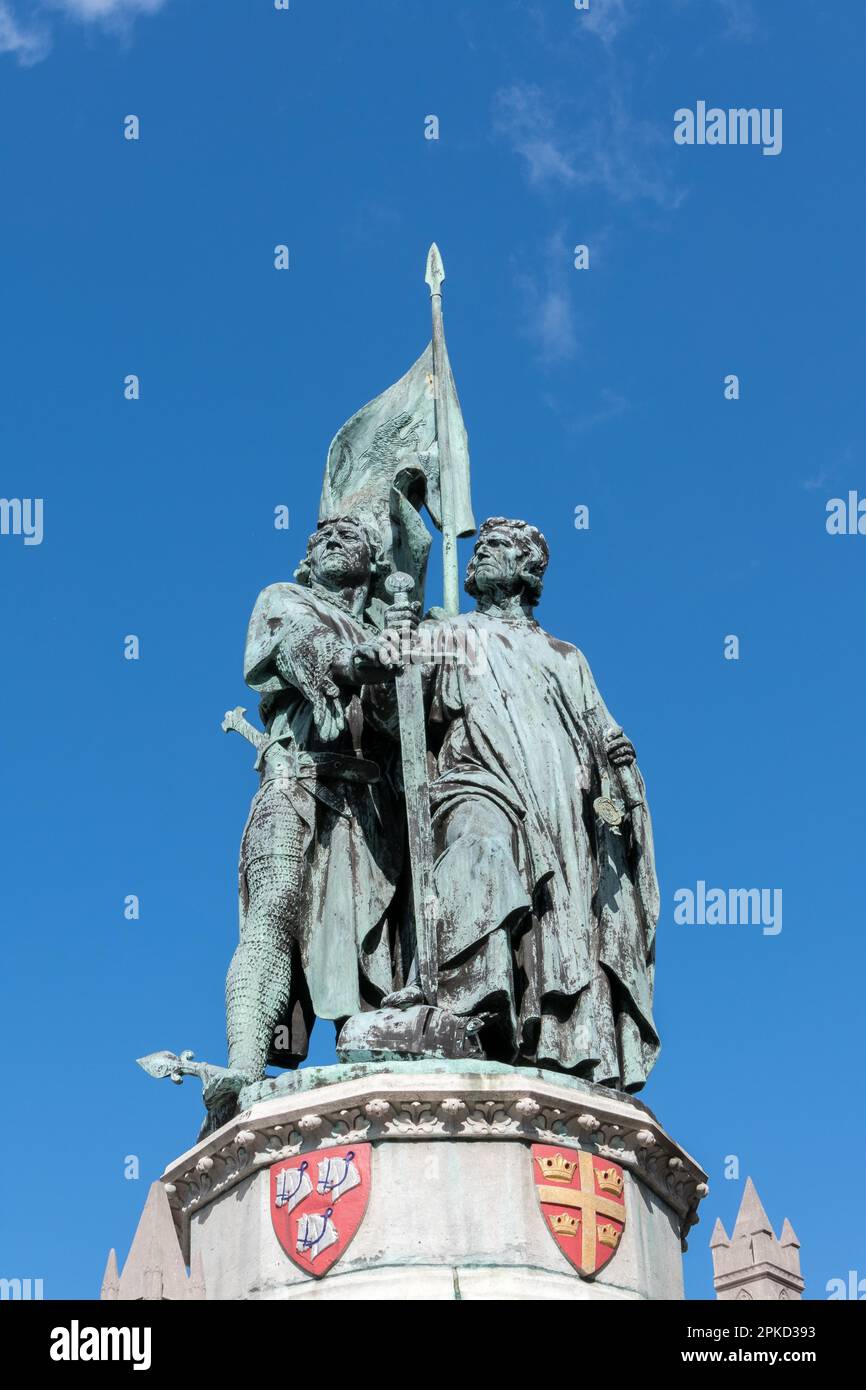 Jan Breydel und Peter De Conik Statue in Market Square Brügge Westflandern in Belgien Stockfoto