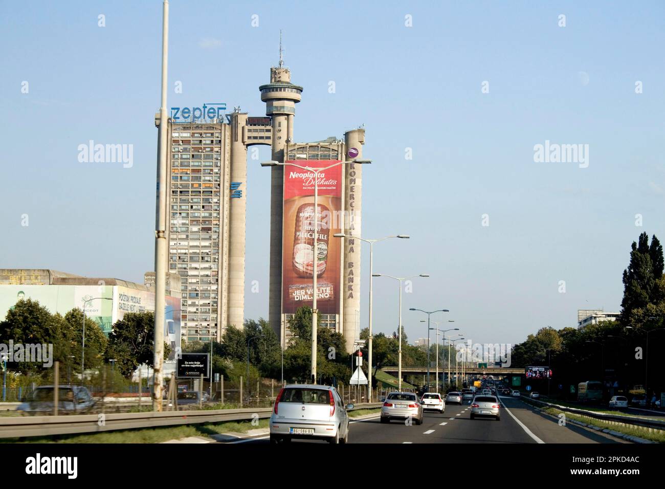 Genex Tower, Autobahn E 70 und E 75, Novi Beograd, Belgrad Neustadt, Belgrad, Serbien Stockfoto