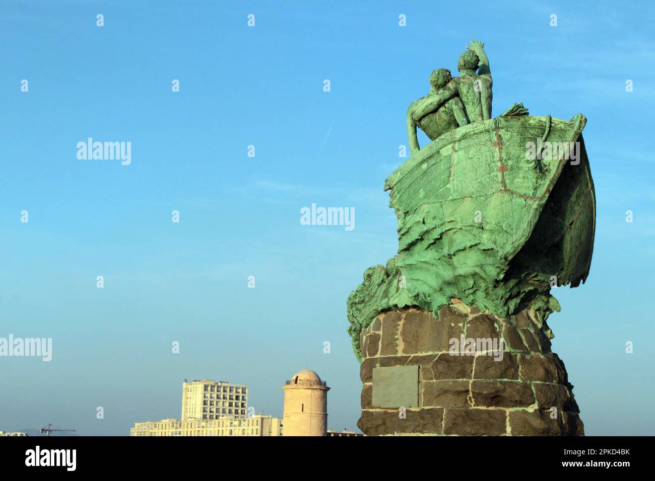 Monument aux heros et victimes de la mer, Statue, Jardin de Pharo, Palais du Pharo, Marseille, Frankreich Stockfoto