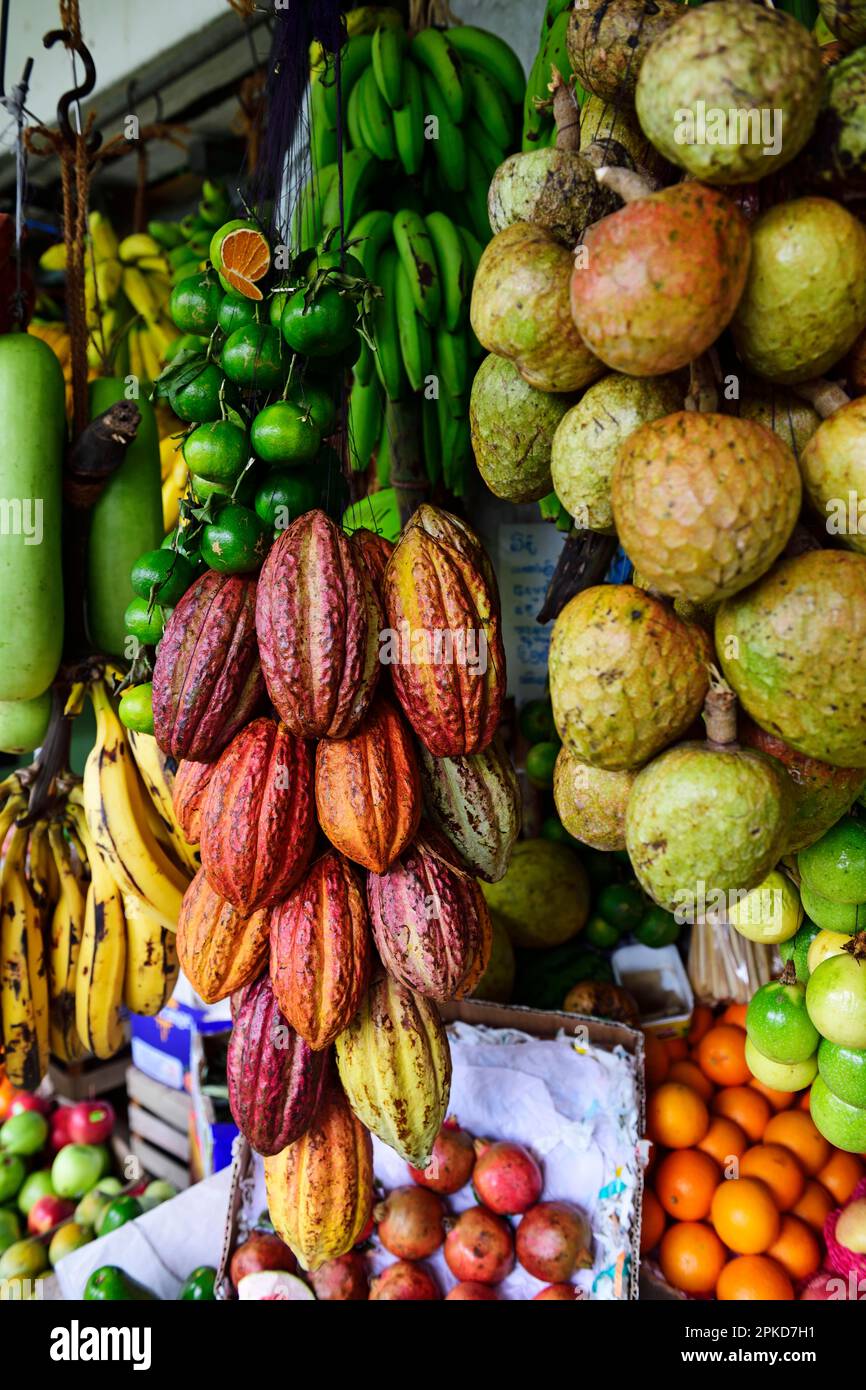 Kakaofrucht auf dem Markt in Kandy, Sri Lanka Stockfoto