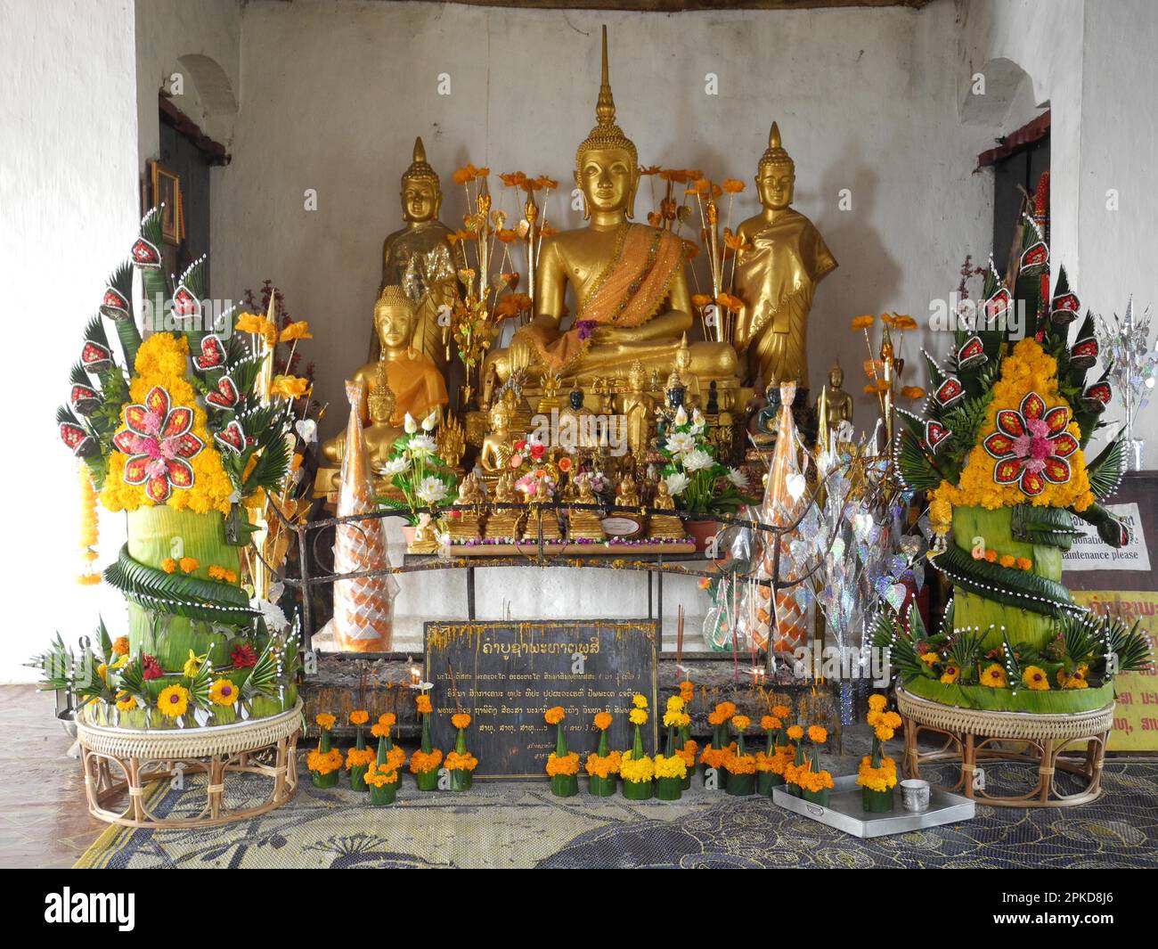 Wat Chom Si, Tempel auf dem Phi Si Hügel, Luang Prabang, Luang Prabang Provinz, Laos Stockfoto