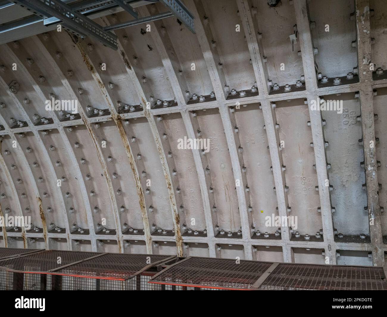 Mail Rail, das ehemalige Postamt-Eisenbahnsystem unter den Straßen von Central London, Großbritannien. Stockfoto