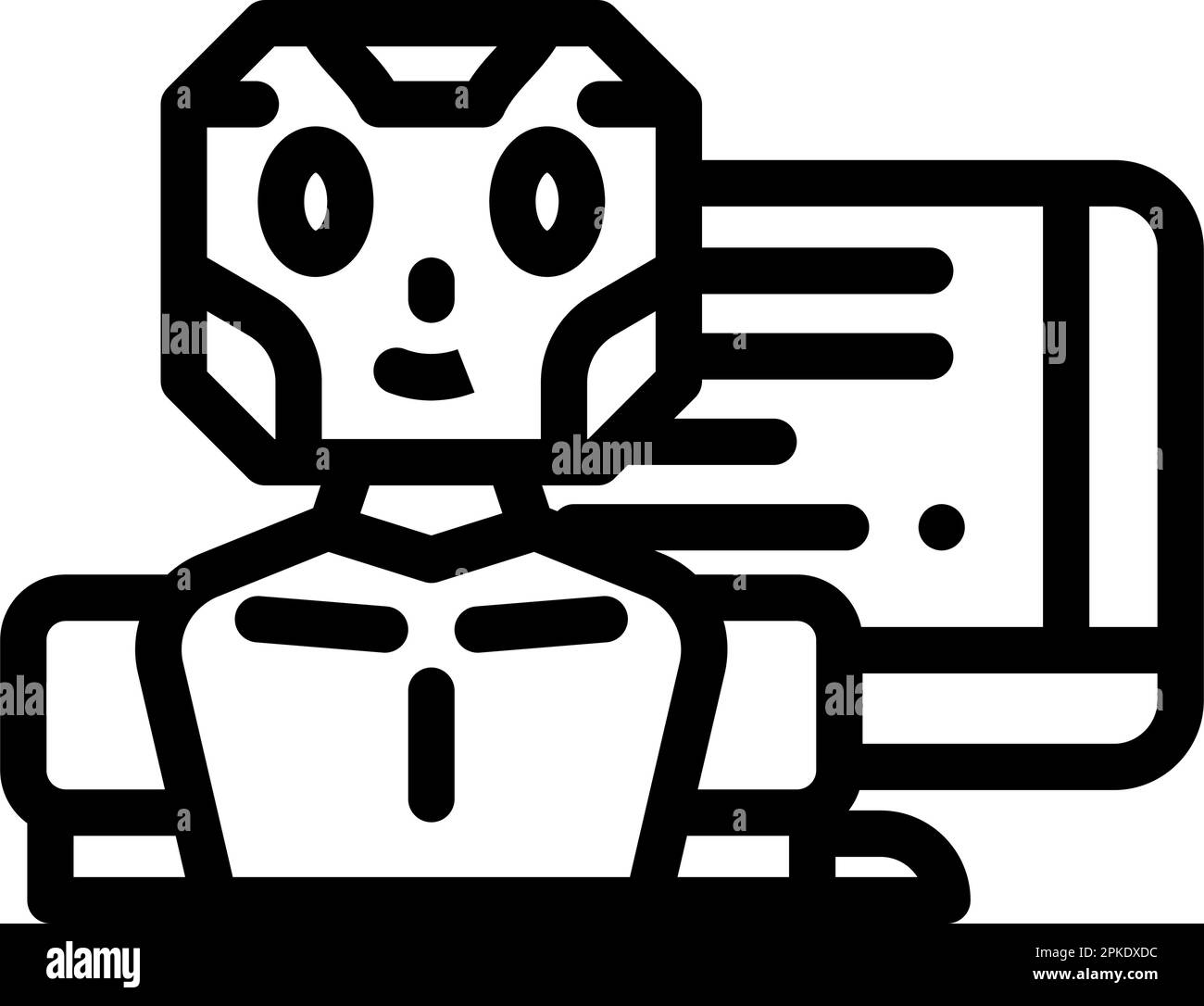 Vektordarstellung des Roboterchats für das Roboterliniensymbol Stock Vektor