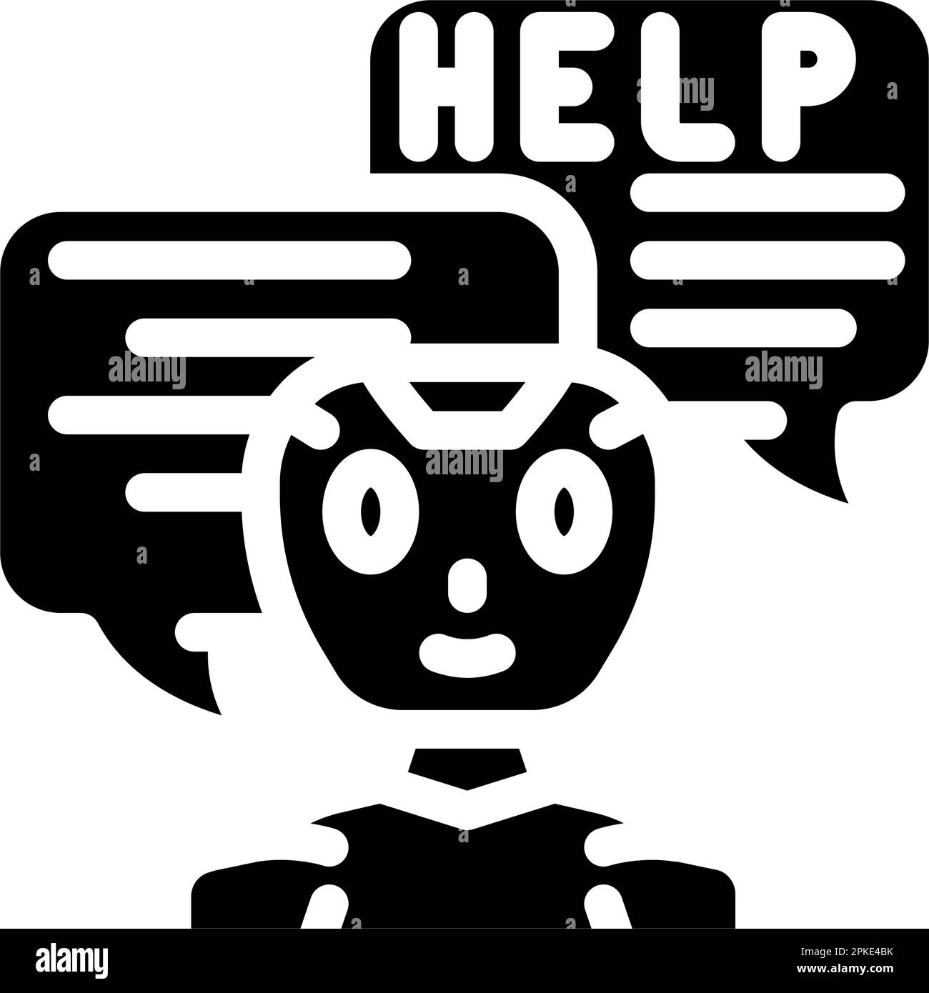 Vektordarstellung des bot-Glyphensymbols für Hilfechats Stock Vektor