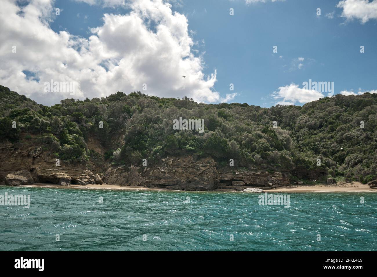 Der geschützte Strand der Insel Pelouzo, National Marine Park von Zakynthos Stockfoto