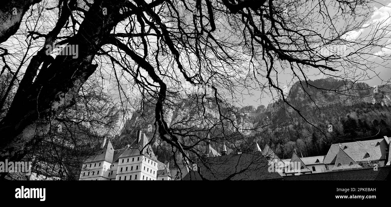 Kloster Grande Chartreuse, B&W View, Saint-Pierre de Chartreuse, Isere, Frankreich Stockfoto