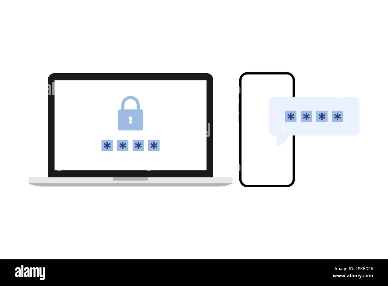 Nachricht über Verifizierungscode für Laptop und Smartphone Stock Vektor