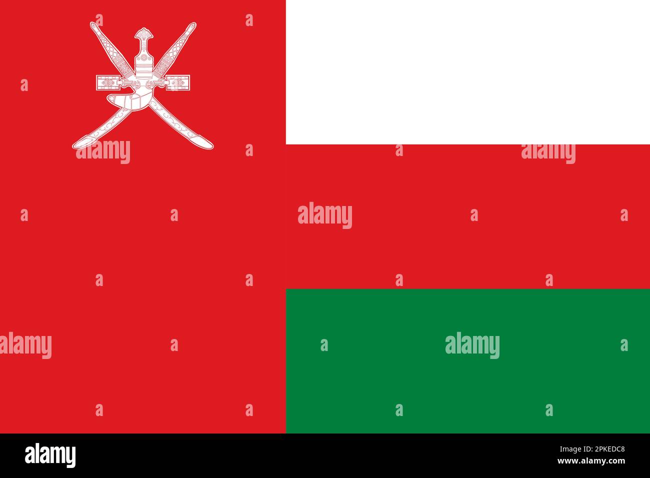 Offizieller nationaler Hintergrund der Oman-Flagge Stock Vektor