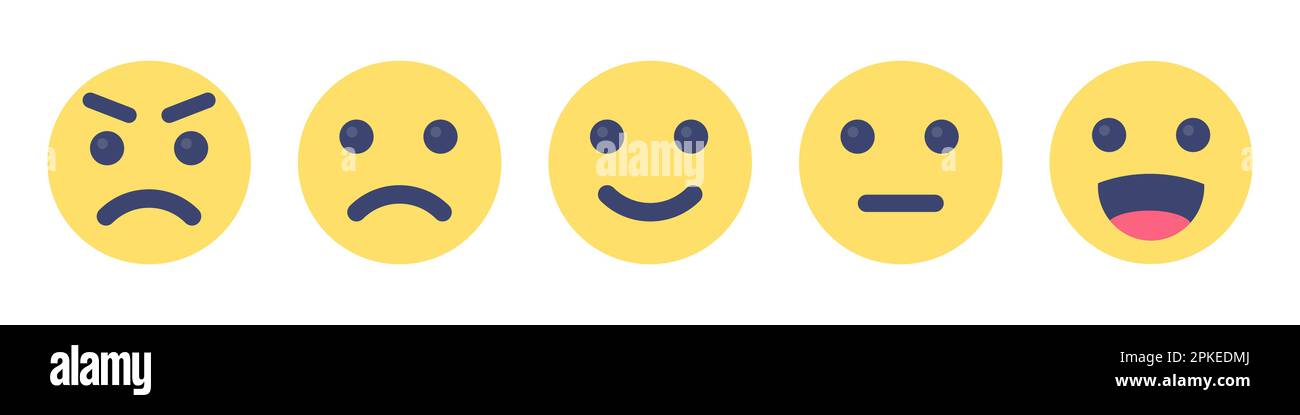 Smile Face Symbolsatz. Andere Emotionen Stock Vektor
