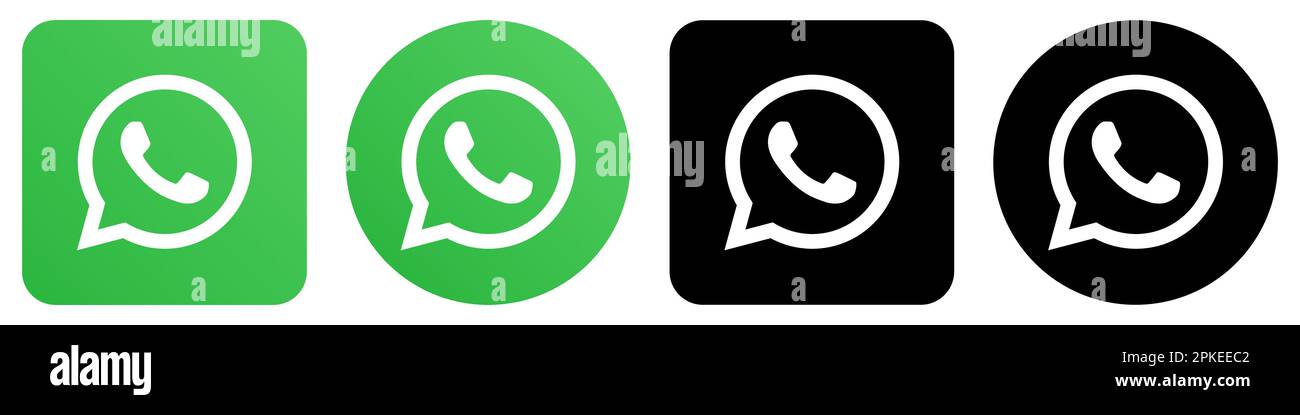 Vinnitsa, Ukraine - Fabruary 07, 2023: WhatsApp-Symbolsatz. Vektor-Editordarstellung Stock Vektor