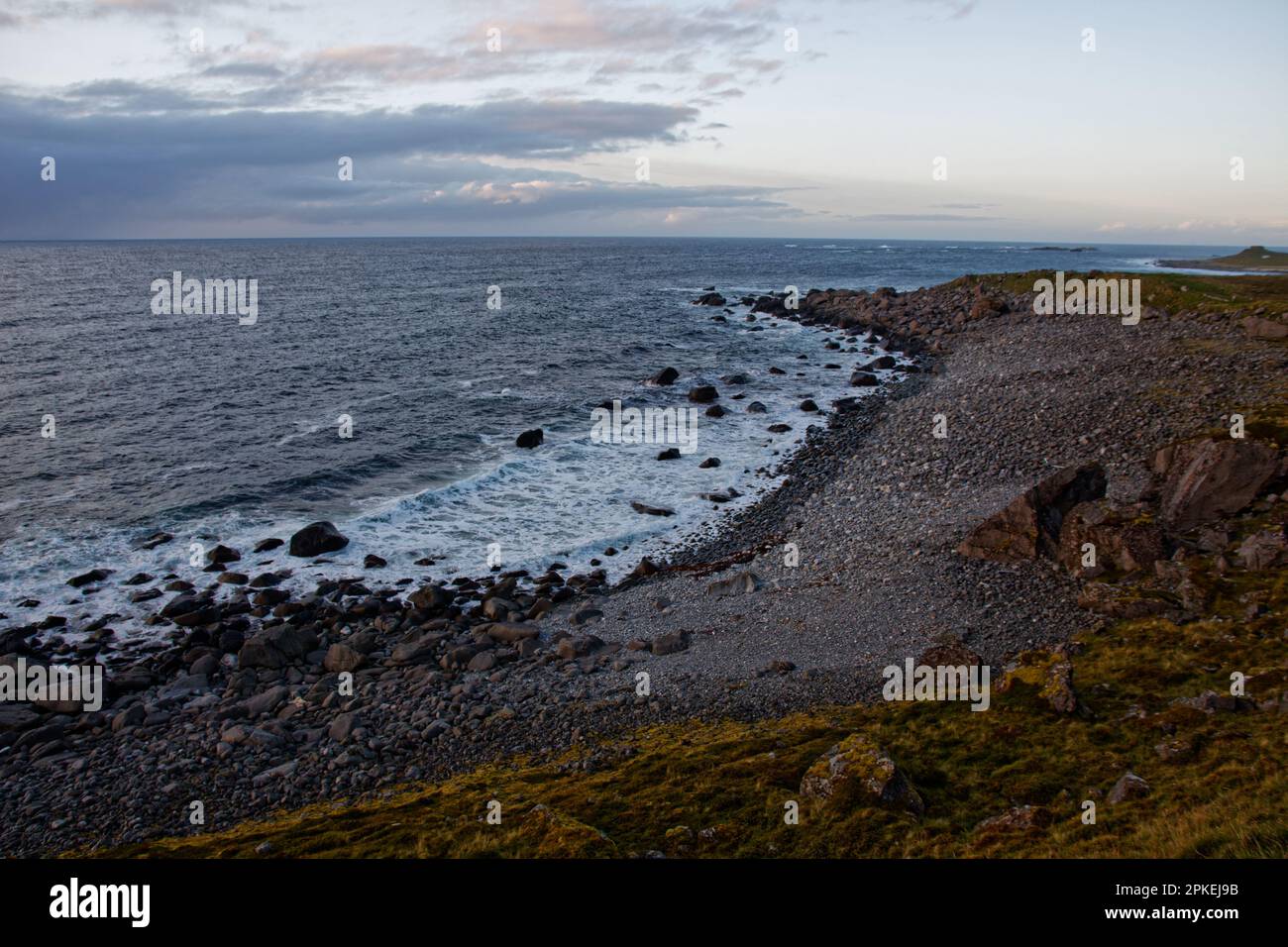 Sonnenuntergang in Eggum Naturreservat, Vestvågøya, Lofoten, Norwegen Stockfoto