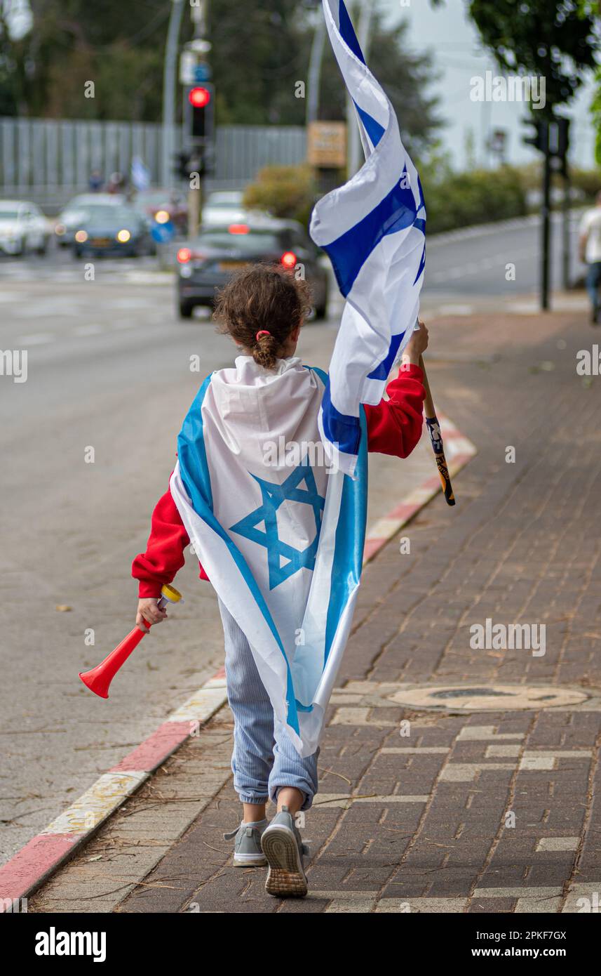 Zivile Proteste in der Stadt Rehovot Israel gegen den geplanten Wechsel der israelischen Regierung zum Obersten Gerichtshof Stockfoto