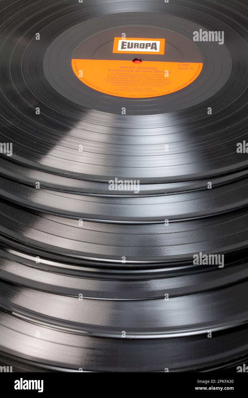 Alte Vinyl-Schallplatten Stockfoto