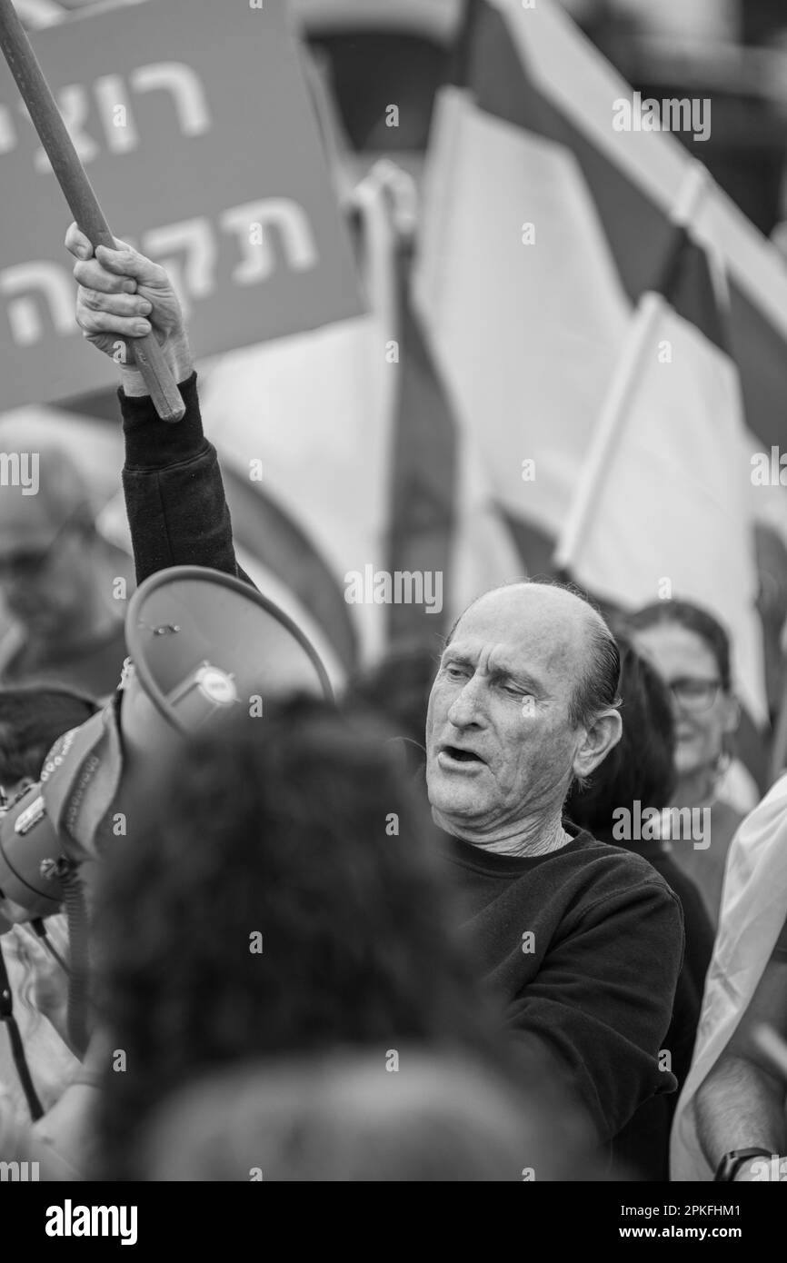 Zivile Proteste in der Stadt Rehovot Israel gegen den geplanten Wechsel der israelischen Regierung zum Obersten Gerichtshof Stockfoto