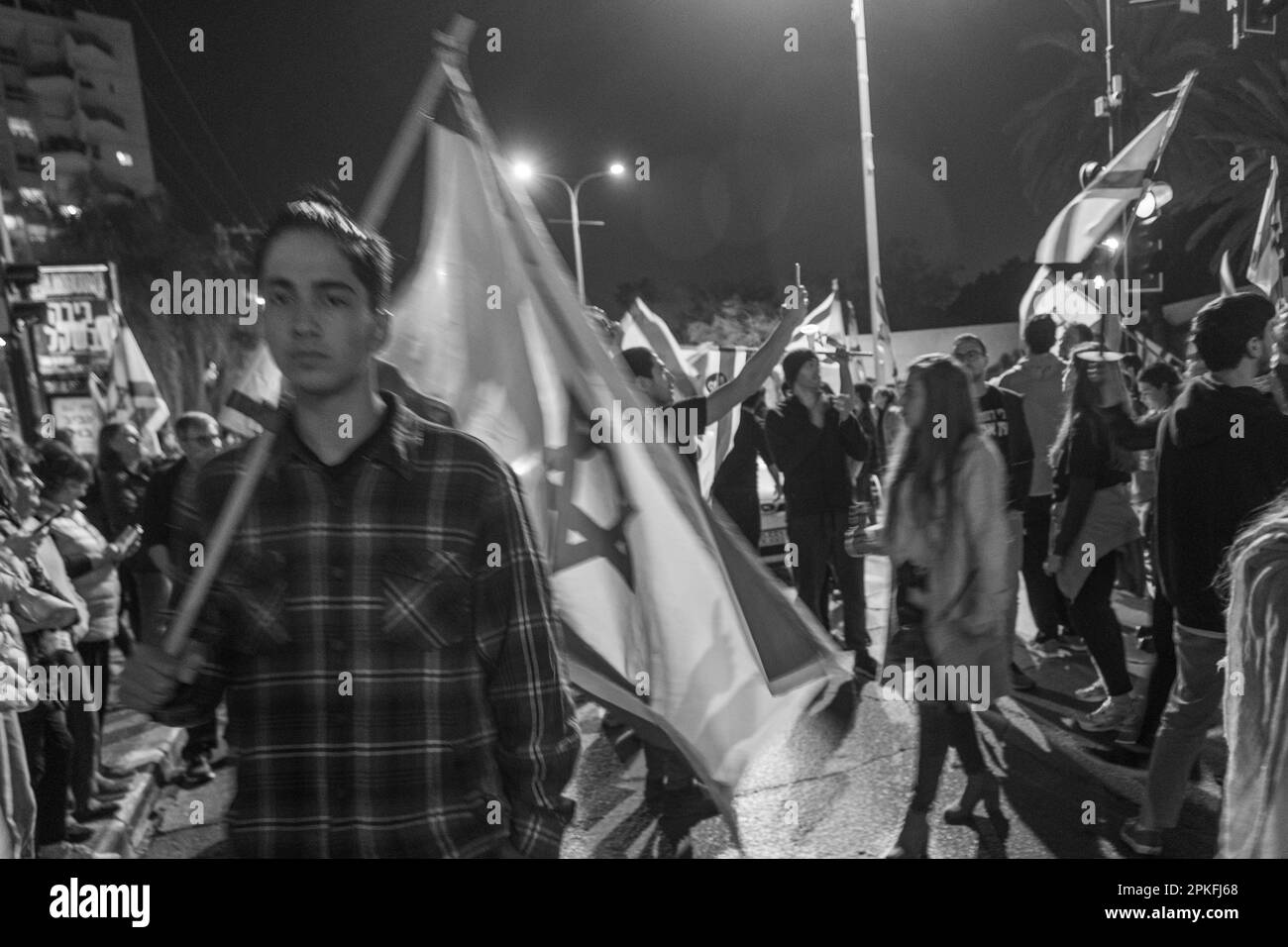 Zivile Proteste in der Stadt Rehovot Israel gegen den geplanten Wechsel der israelischen Regierung zum Obersten Gerichtshof Stockfoto