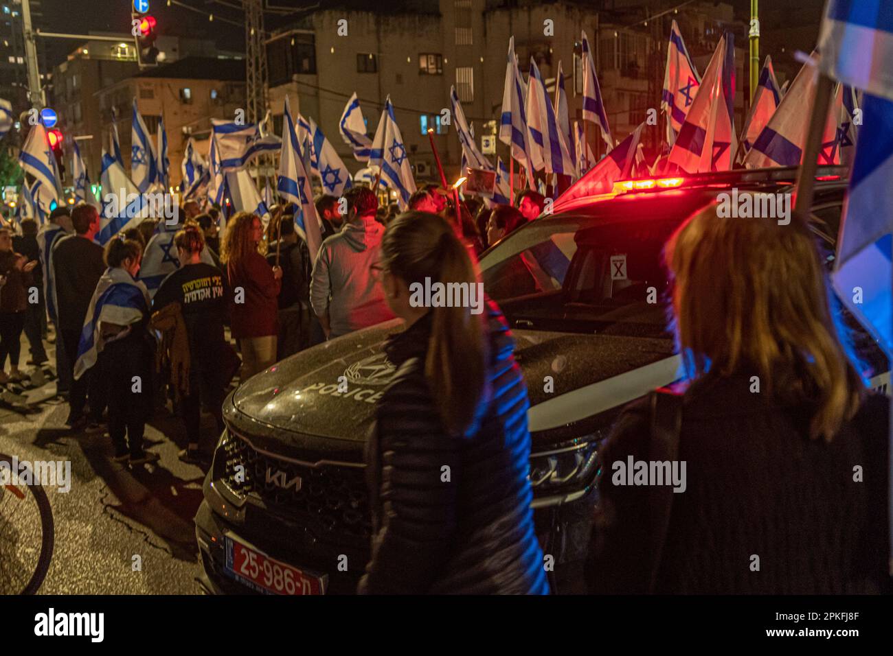 Zivile Proteste in der Stadt Rehovot Israel gegen den geplanten Wechsel der israelischen Regierung zum Obersten Gerichtshof Stockfoto