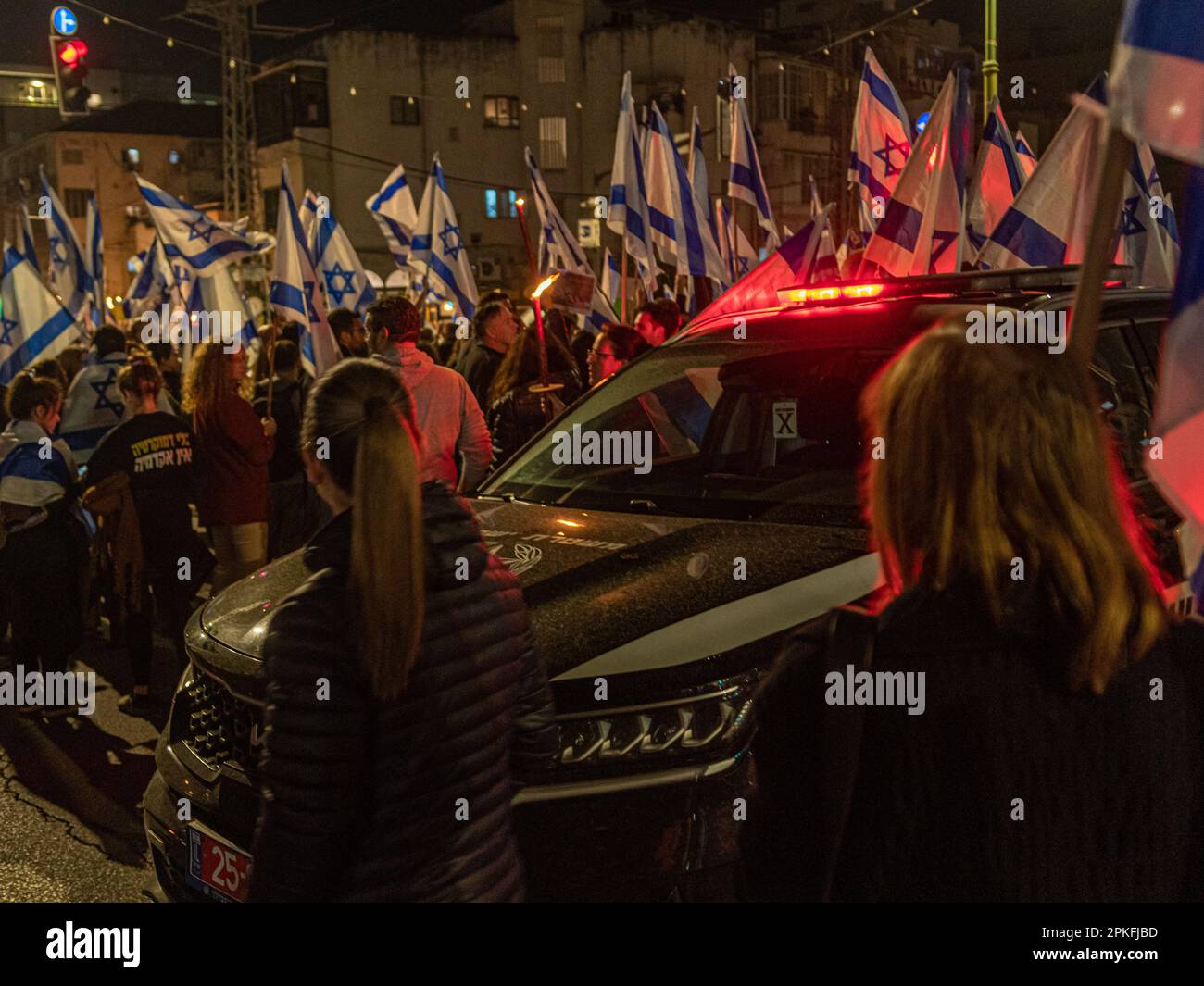 Zivile Proteste in der Stadt Rehovot Israel gegen den geplanten Wechsel der israelischen Regierung zum Obersten Gerichtshof Stockfoto