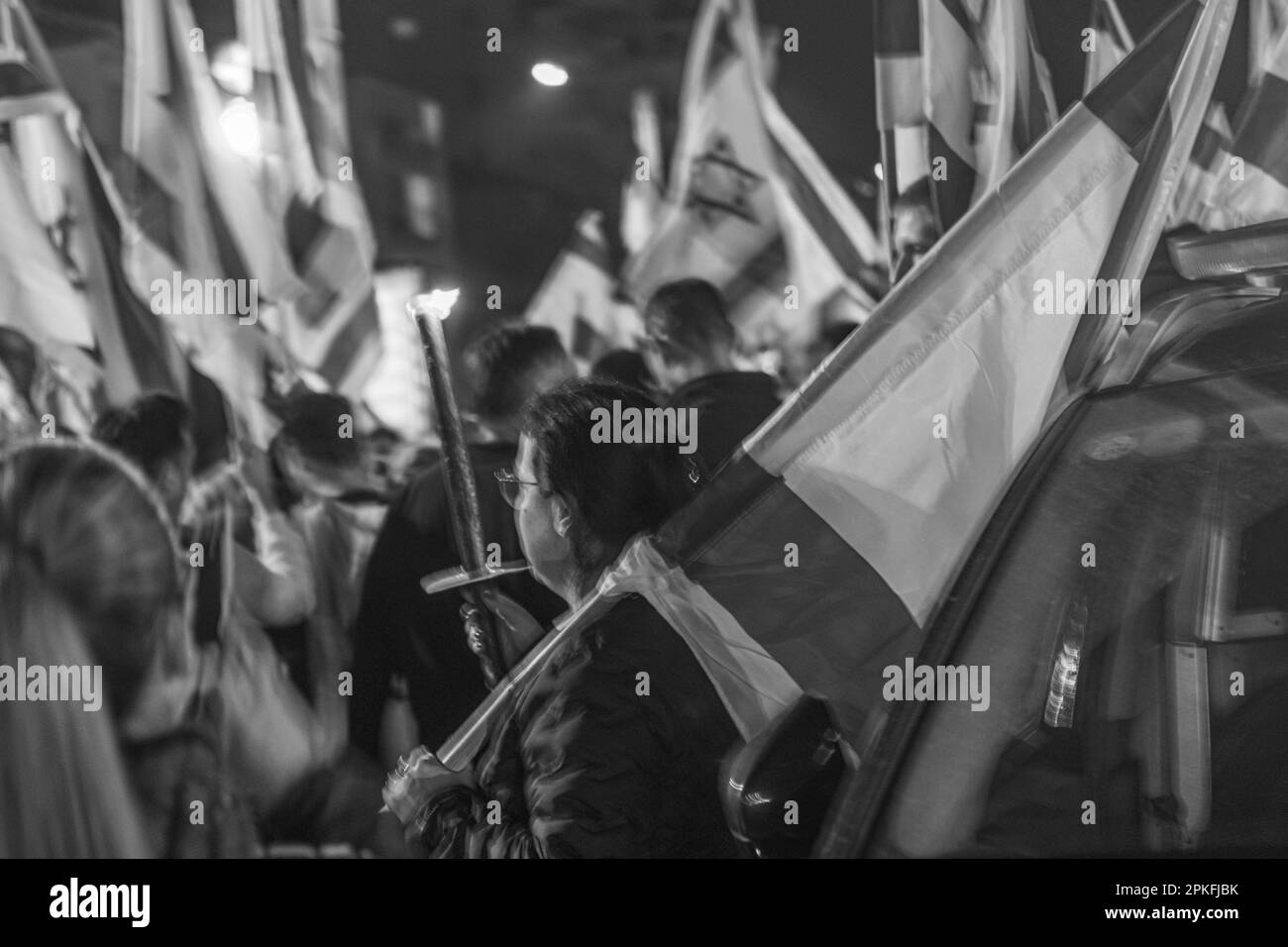 Zivile Proteste in der Stadt Rehovot Israel gegen den geplanten Wechsel der israelischen Regierung zum Obersten Gerichtshof Stockfoto