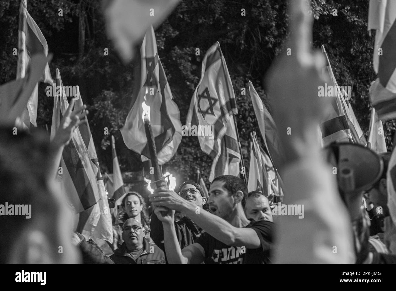 Zivile Proteste in der Stadt Rehovot Israel gegen den geplanten Wechsel der israelischen Regierung zum Obersten Gerichtshof Stockfoto