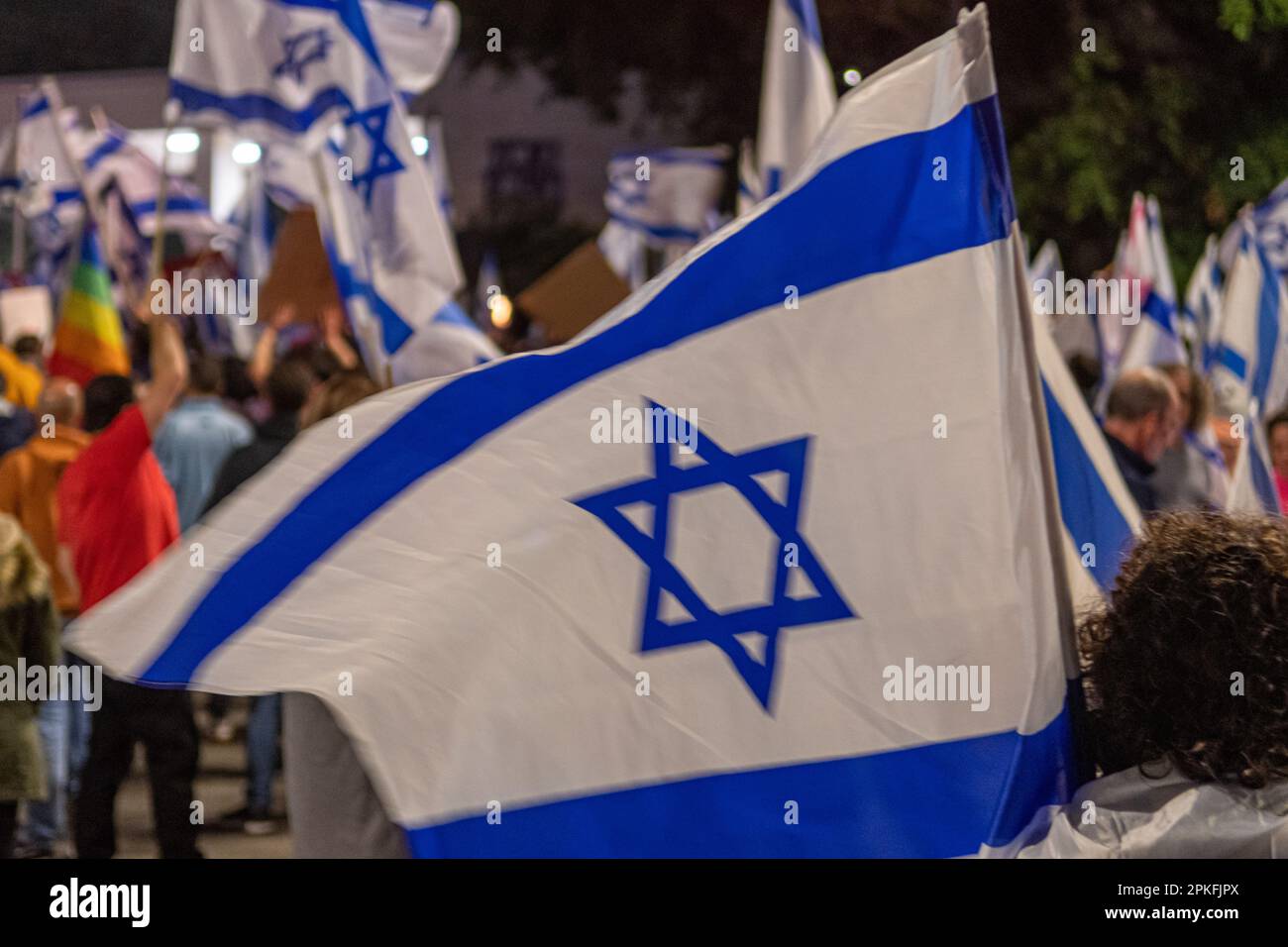 Zivile Proteste in der Stadt Rehovot Israel gegen den geplanten Wechsel der israelischen Regierung zum Obersten Gerichtshof Stockfoto